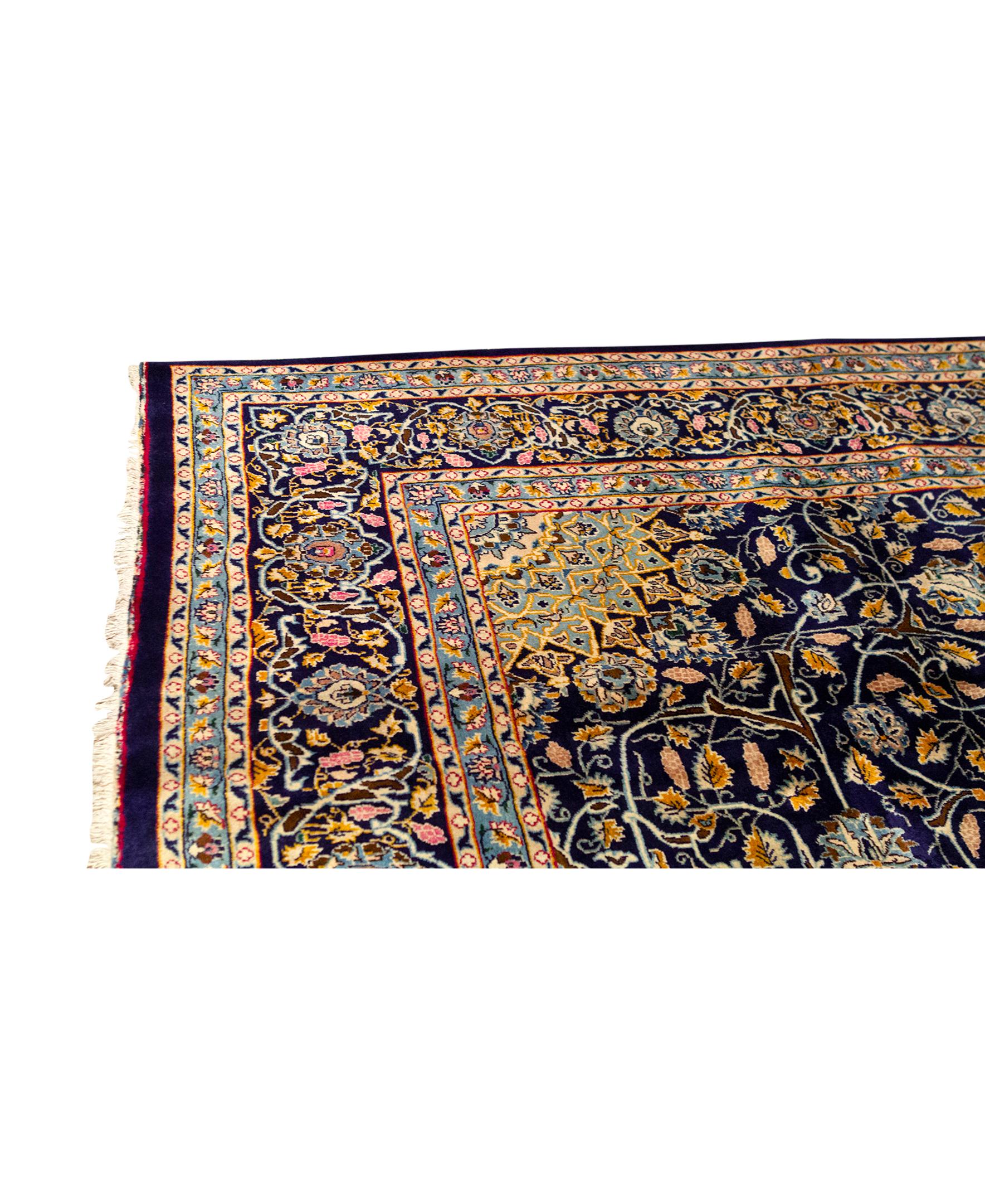 Other   Antique Persian fine Traditional Handwoven Luxury Wool Navy Rug For Sale