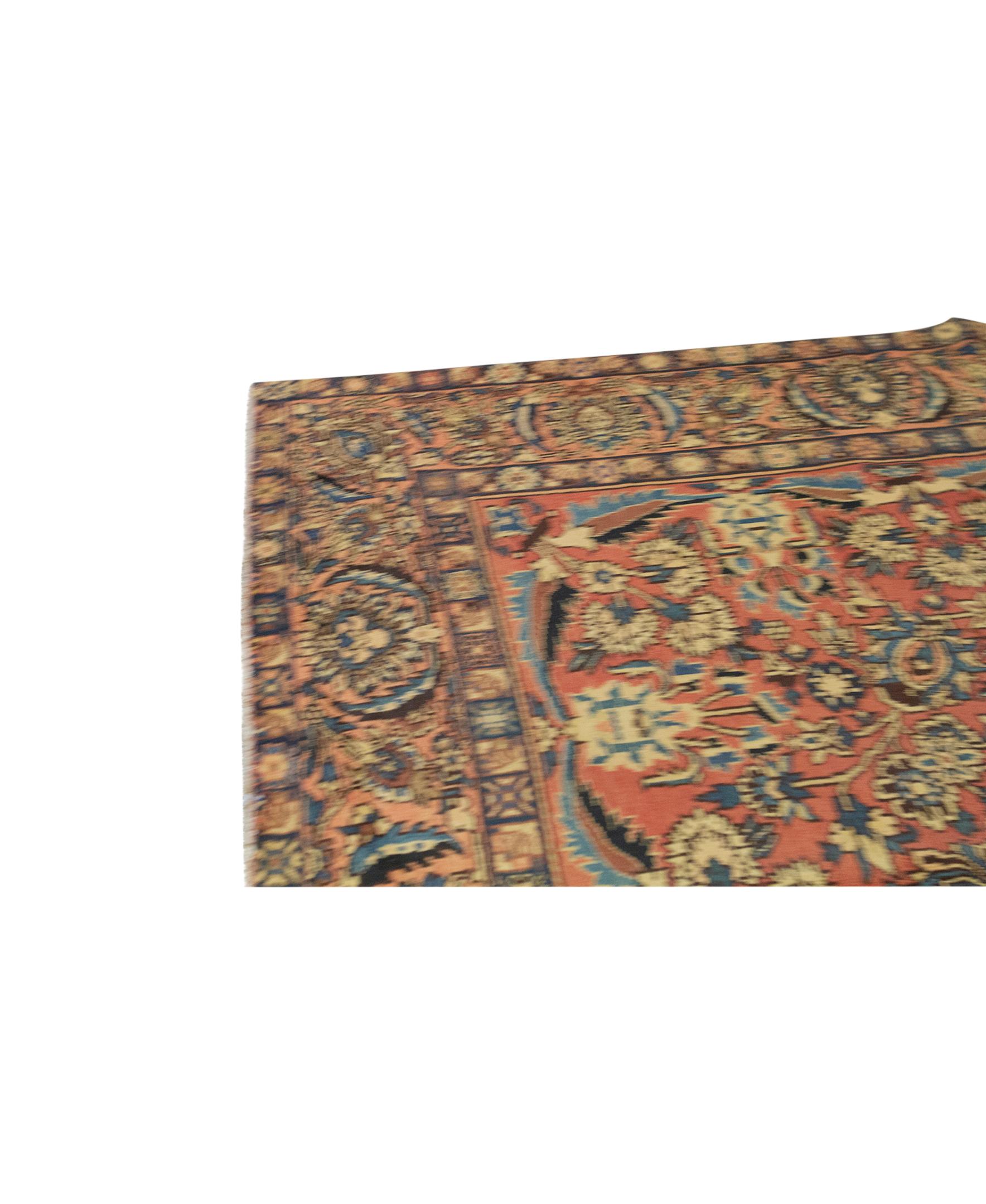 Other   Antique Persian Fine Traditional Handwoven Luxury Wool Rust / Peach Rug For Sale