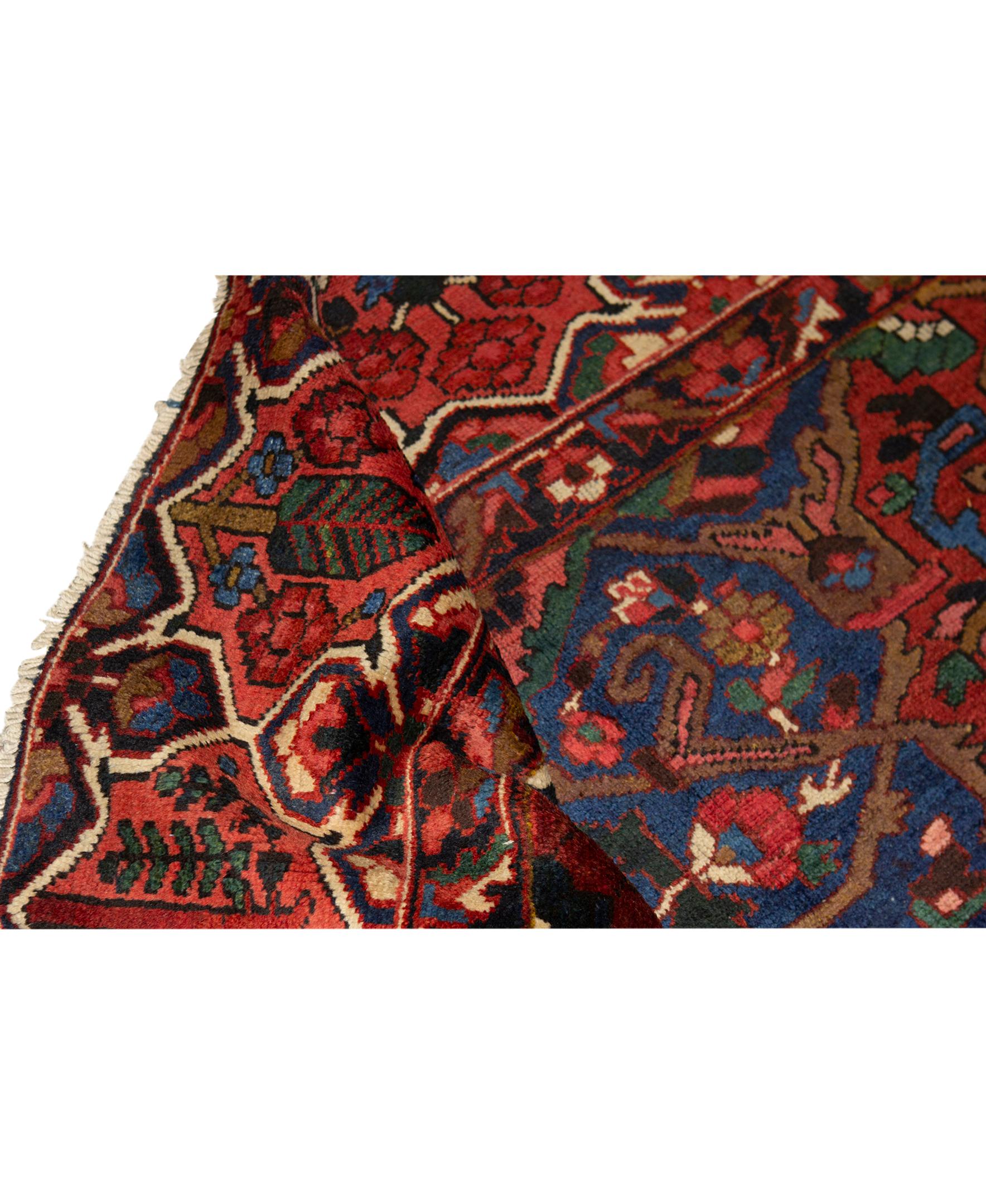 Other   Antique Persian Fine Traditional Handwoven Luxury Wool Red / Navy Rug For Sale