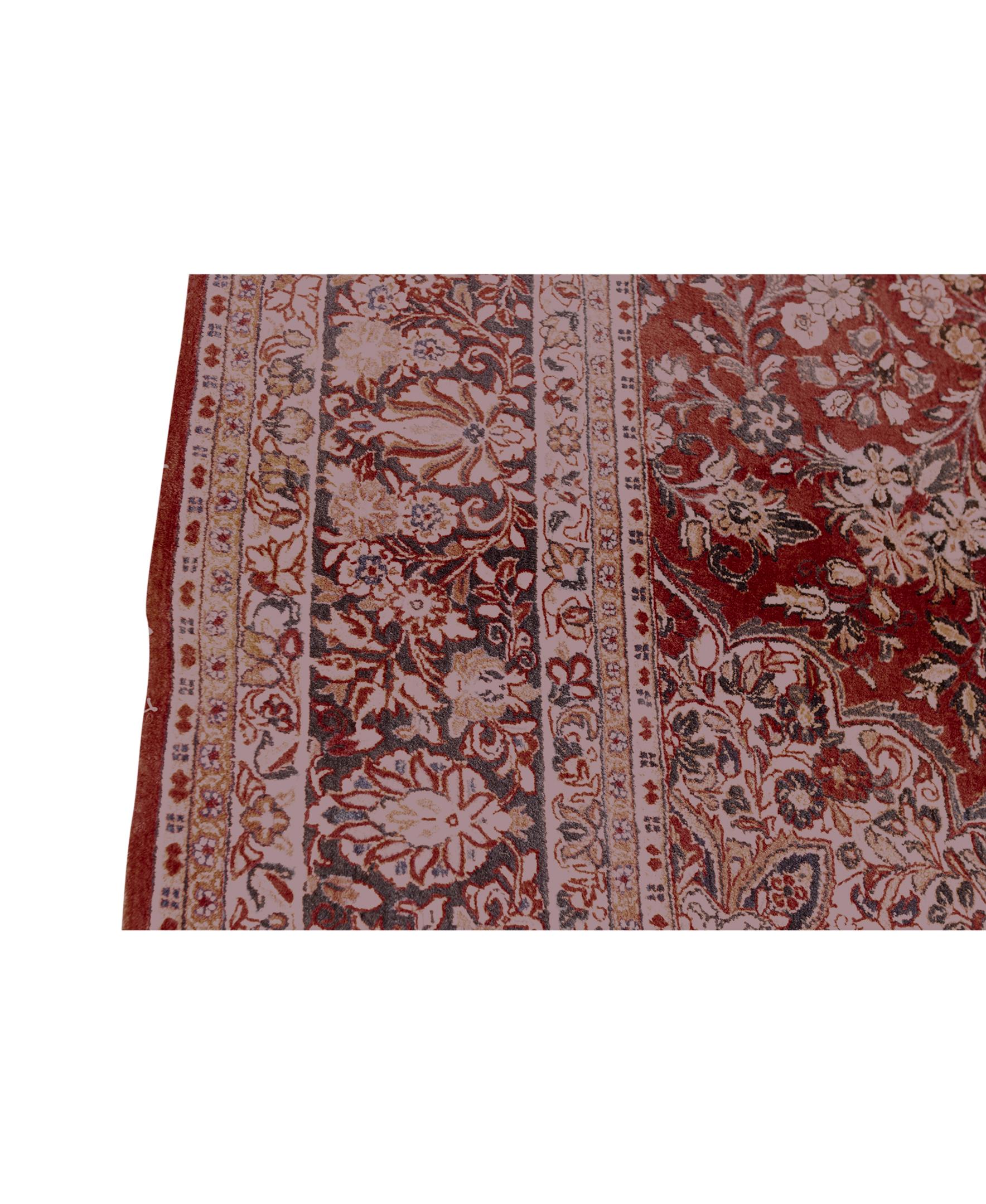 Sarouk Farahan   Antique Persian Fine Traditional Handwoven Luxury Wool Red / Navy Rug For Sale