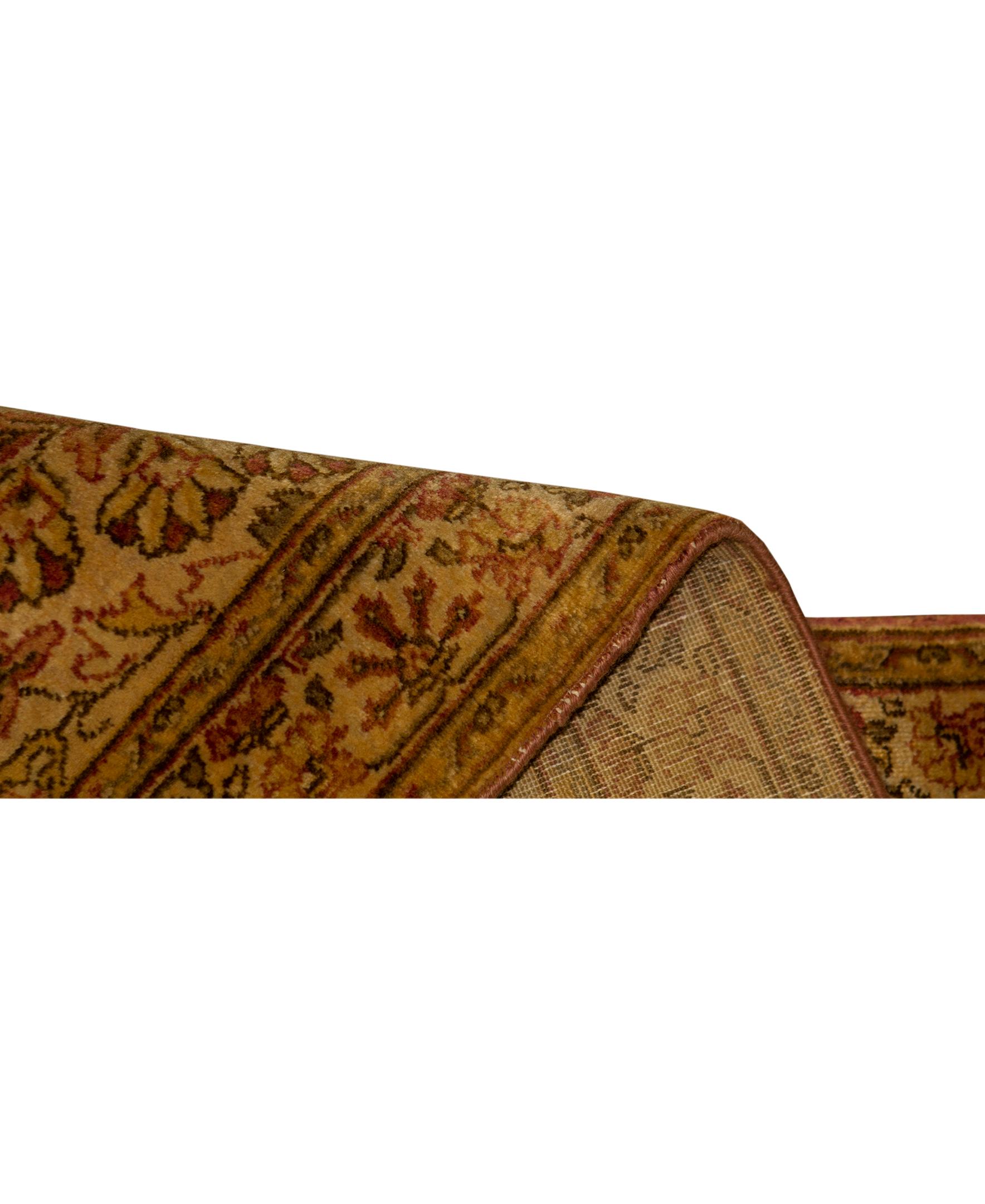 Tabriz   Antique Persian Fine Traditional Handwoven Luxury Wool Beige Runner For Sale