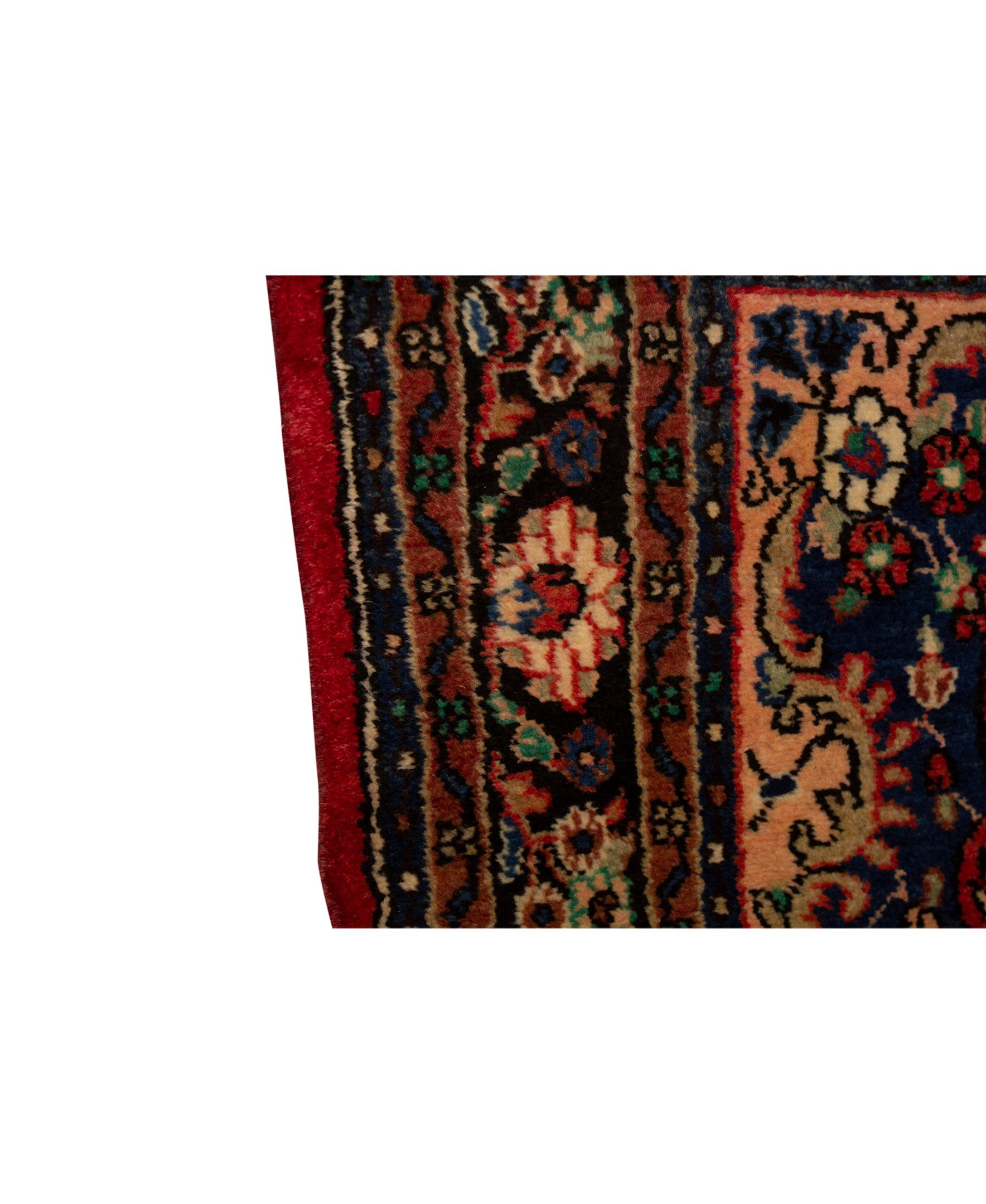 Other   Antique Persian Fine Traditional Handwoven Luxury Wool Red / Navy Rug For Sale