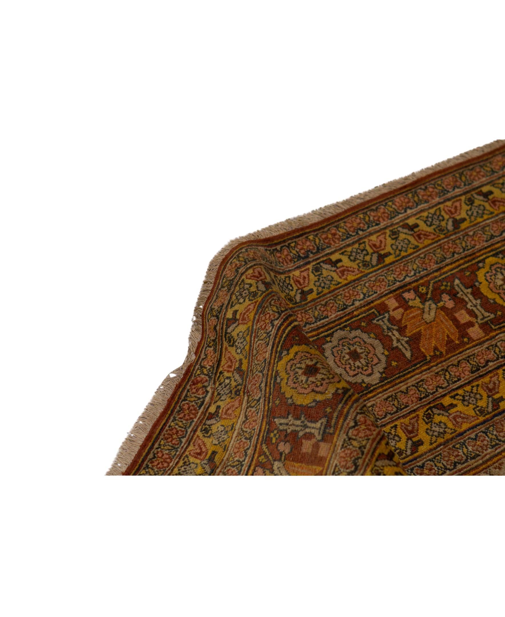 Other Antique Persian Fine Traditional Handwoven Luxury Wool Cream / Brown Rug For Sale
