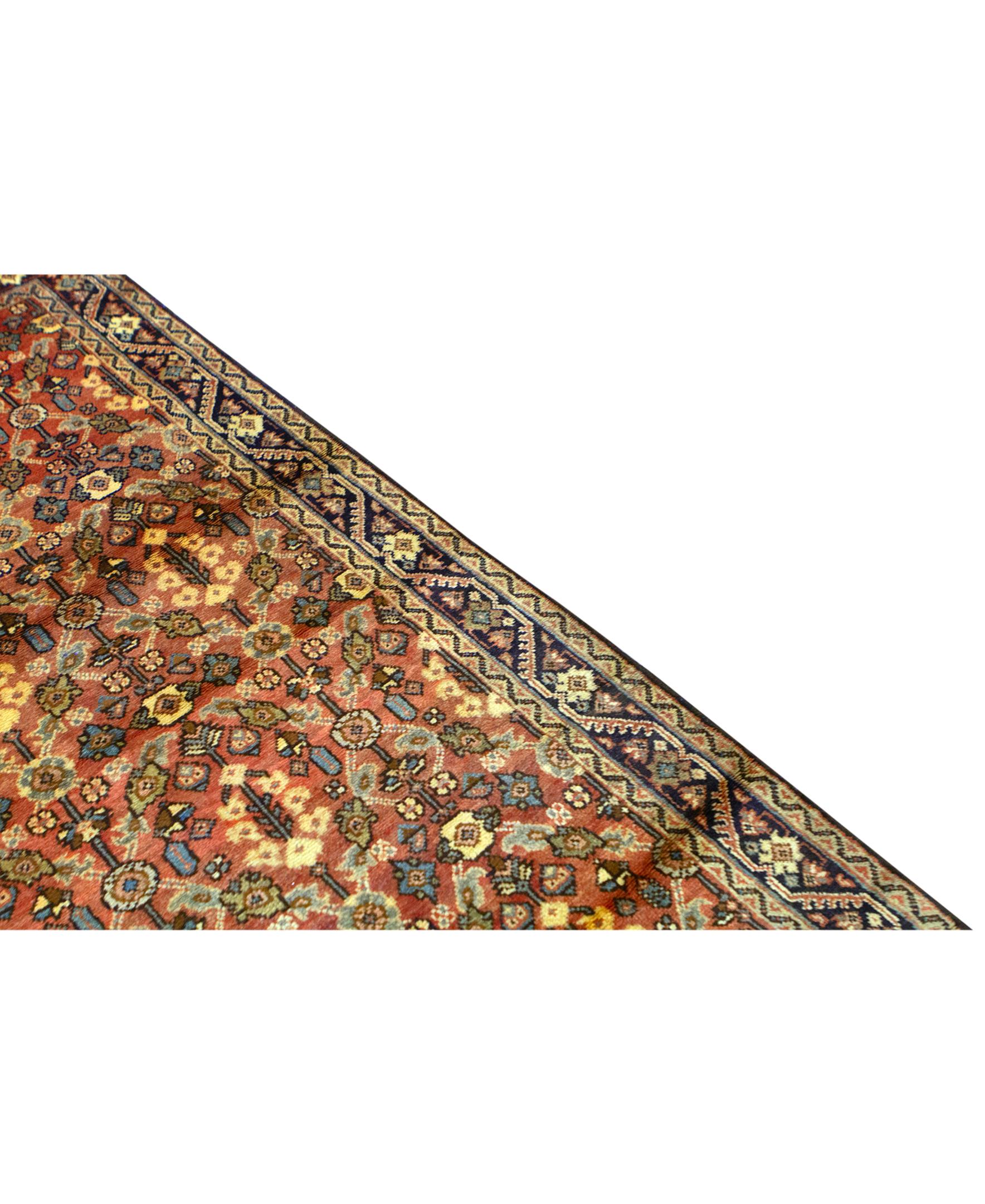 Other   Antique Persian Fine Traditional Handwoven Luxury Wool Rust Rug For Sale