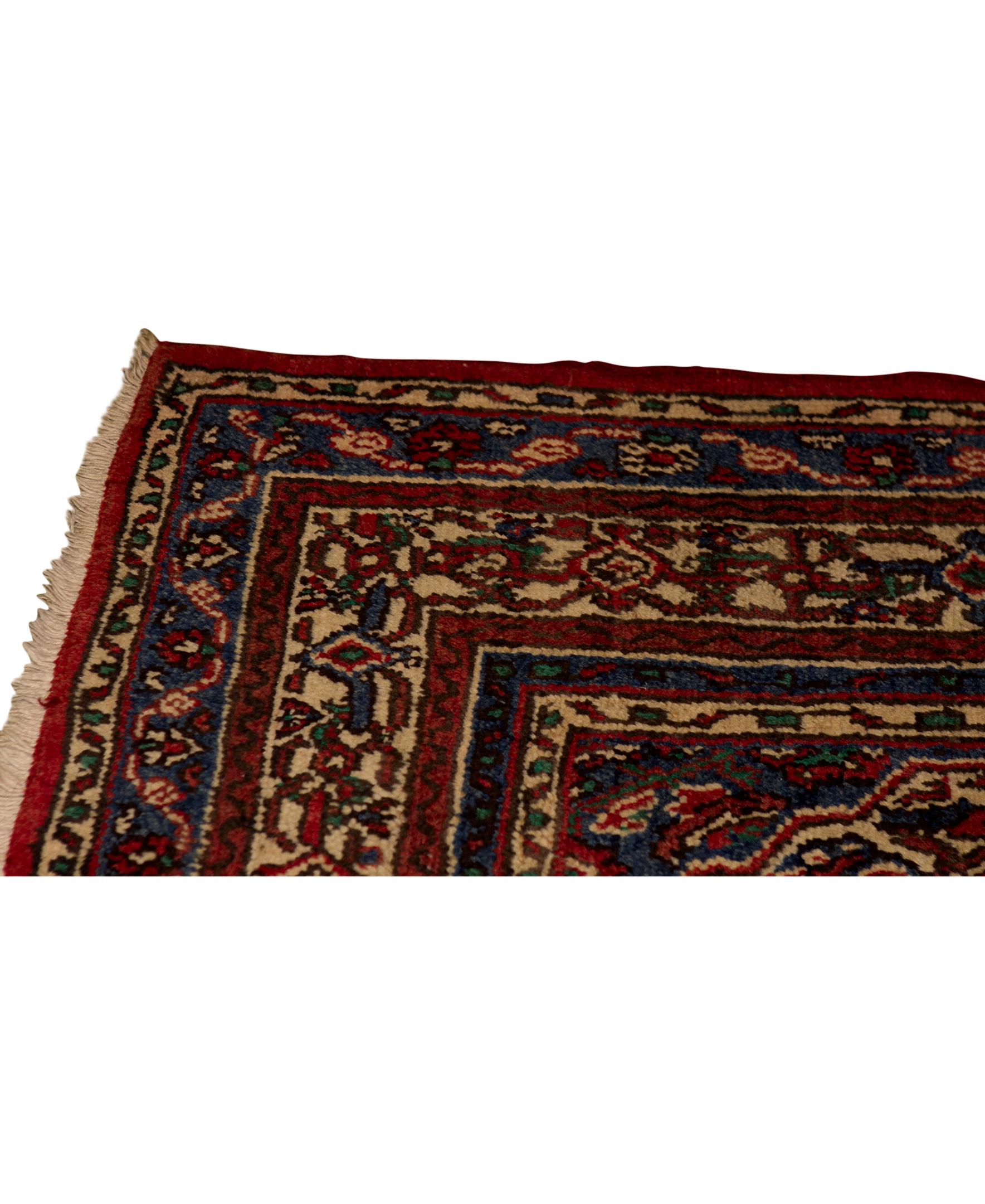Other   Antique Persian Fine Traditional Handwoven Luxury Wool Red / Ivory Rug For Sale