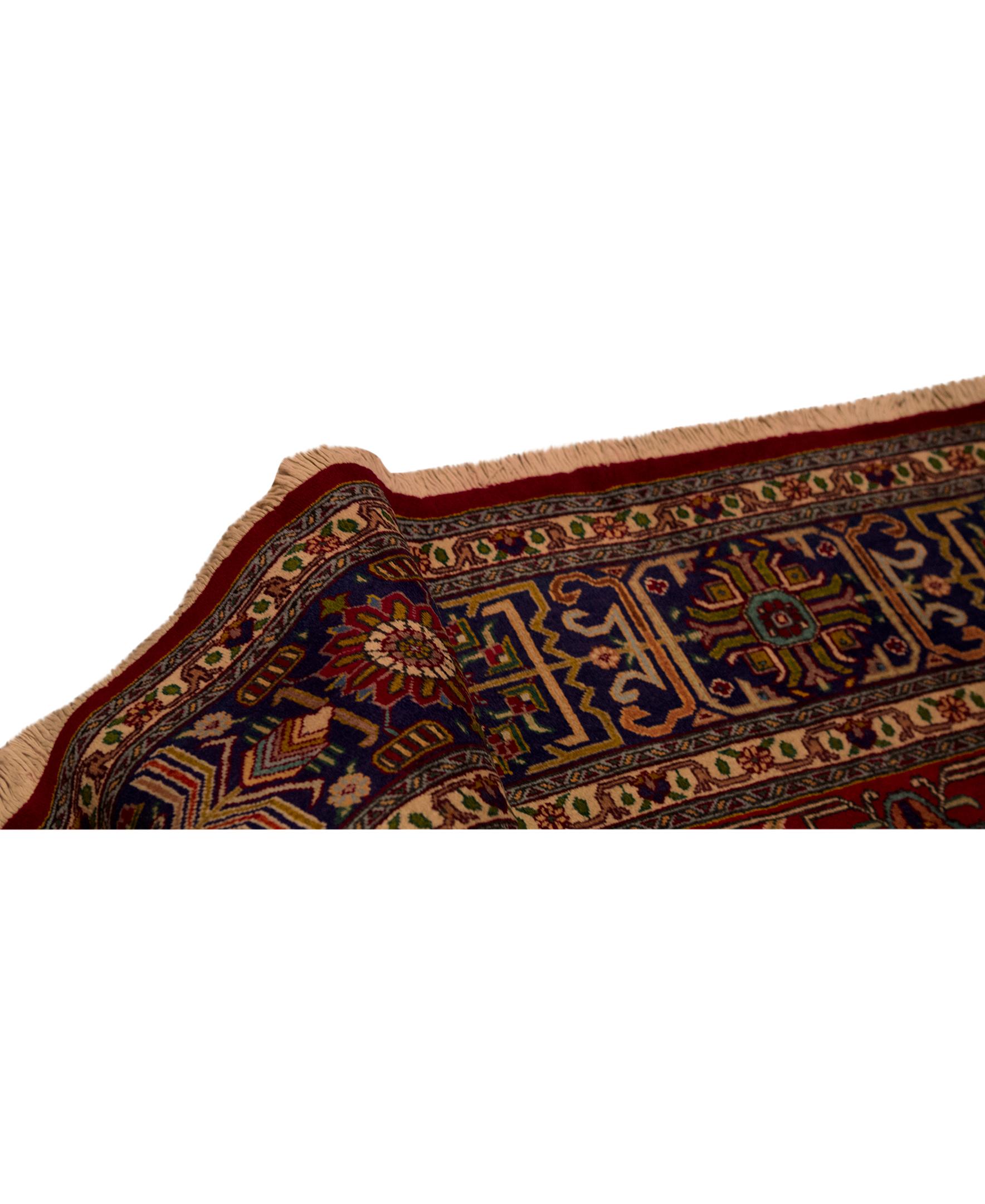 Tabriz   Antique Persian Fine Traditional Handwoven Luxury Wool Red / Navy Rug For Sale