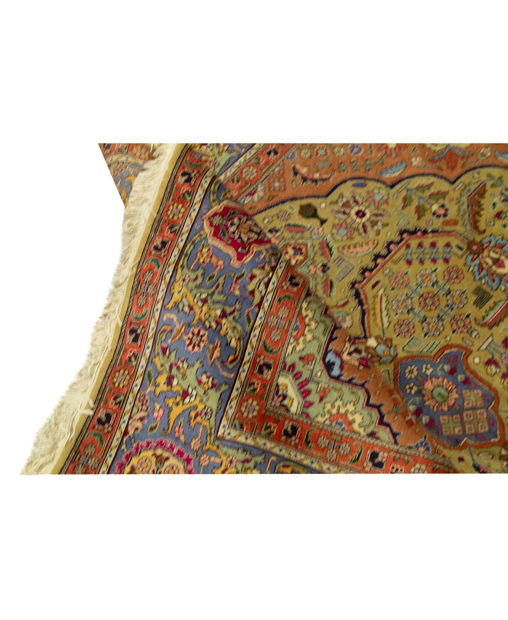 Tabriz Antique Persian Fine Traditional Handwoven Luxury Wool Blue / Multi Rug For Sale