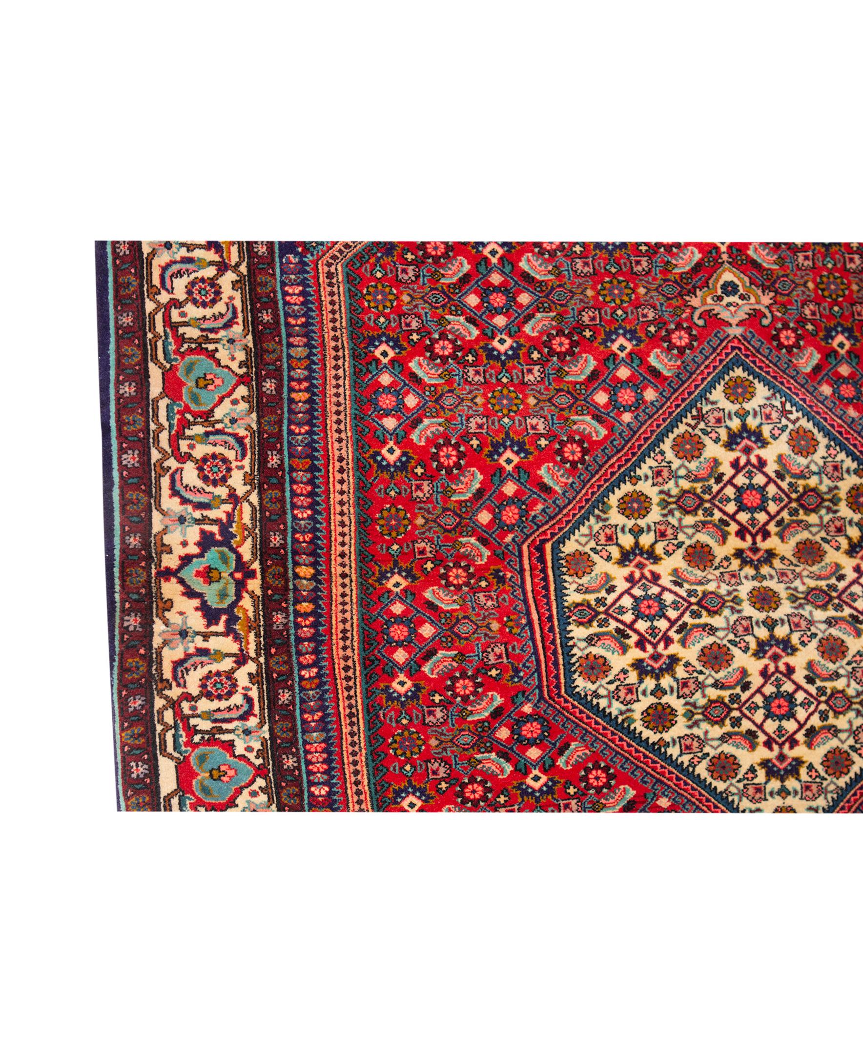 Other Antique Persian Fine Traditional Handwoven Luxury Wool Red / Ivory Rug For Sale