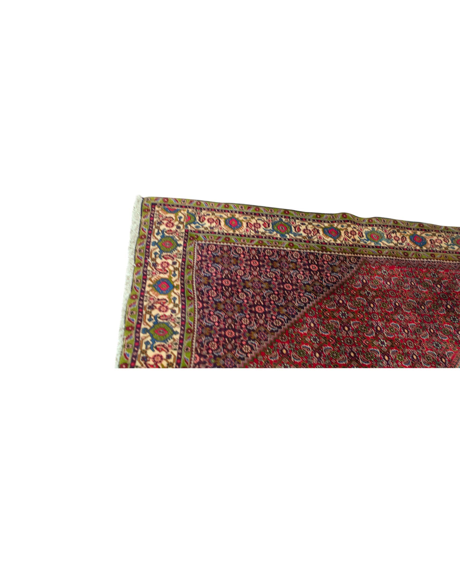 Other Antique Persian Fine Traditional Handwoven Luxury Wool Red / Ivory Rug For Sale