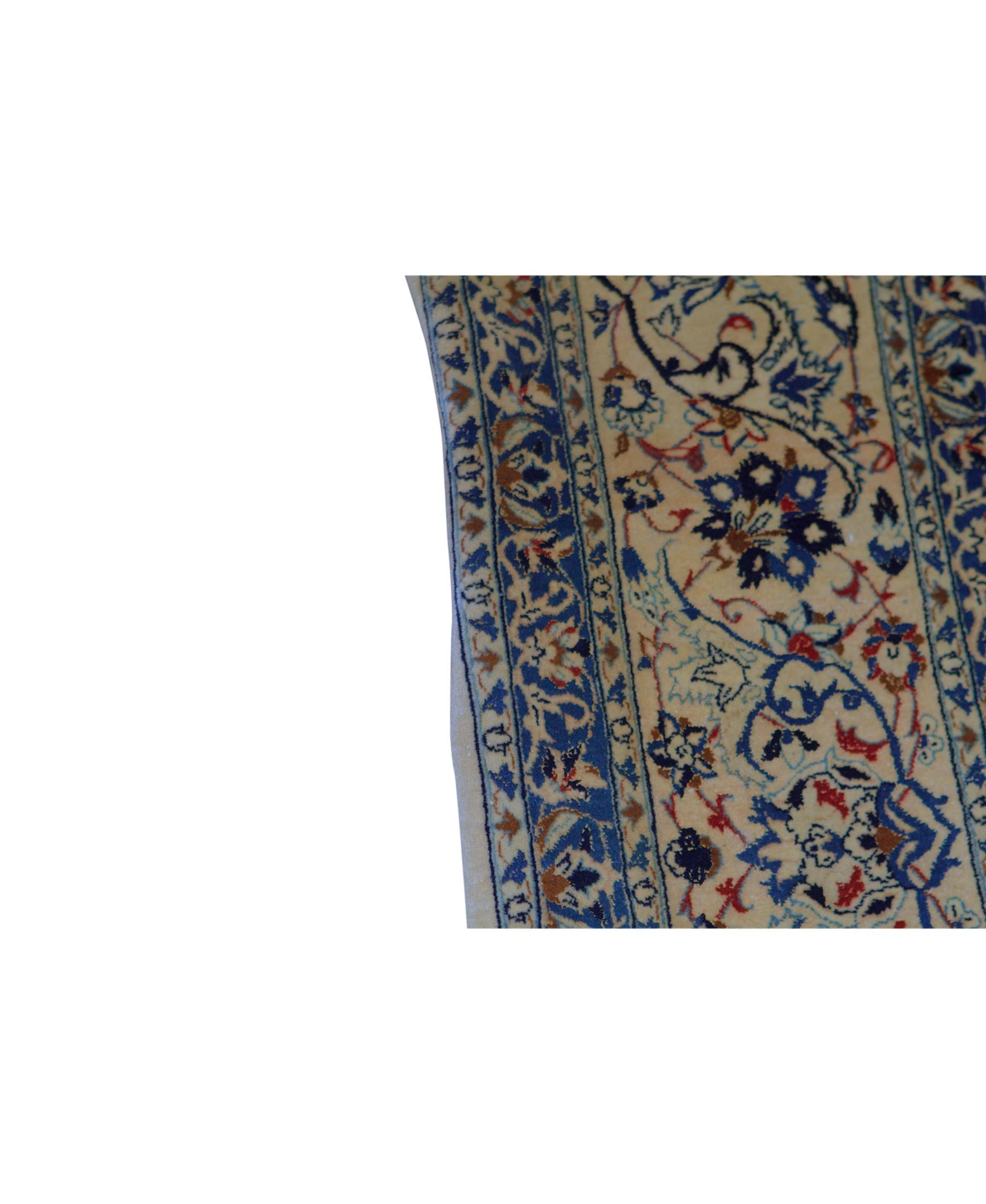 Other Antique Persian Fine Traditional Handwoven Luxury Wool Navy / Ivory Rug For Sale