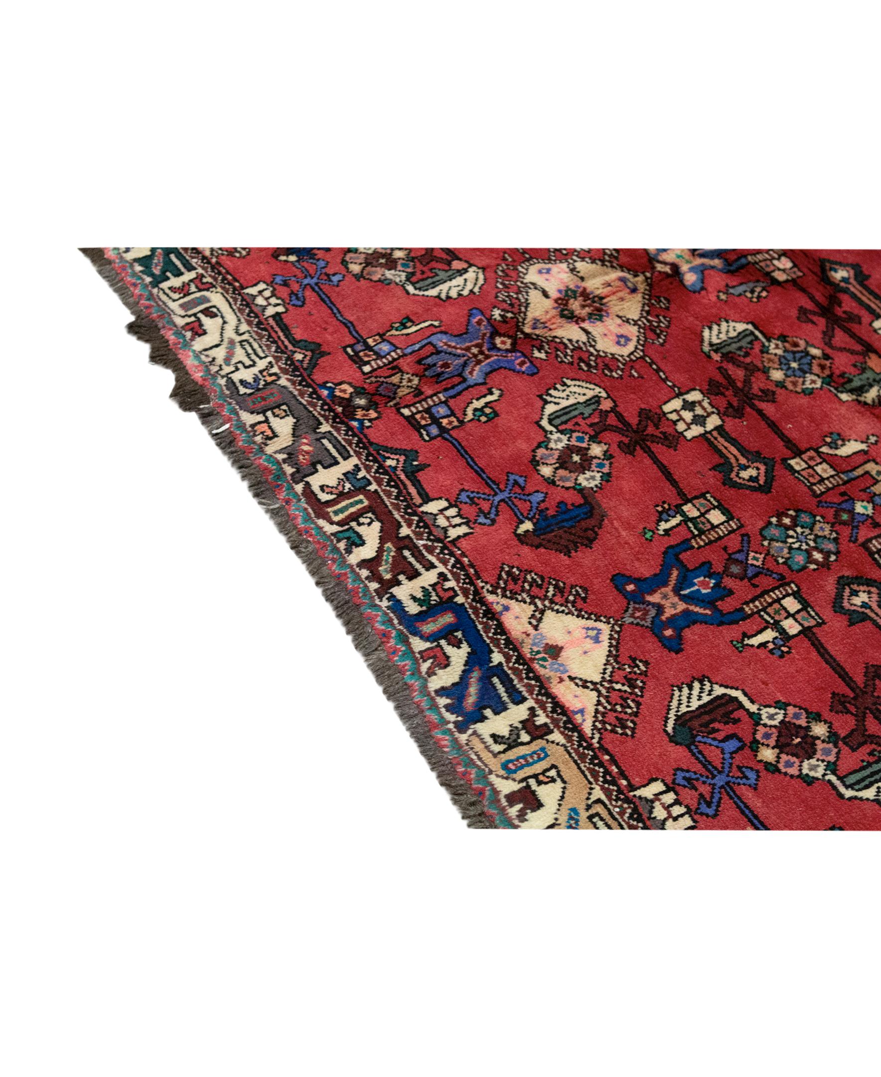 Hand-Woven  Antique Persian fine Traditional Handwoven Luxury Wool Rose / Ivory Rug For Sale