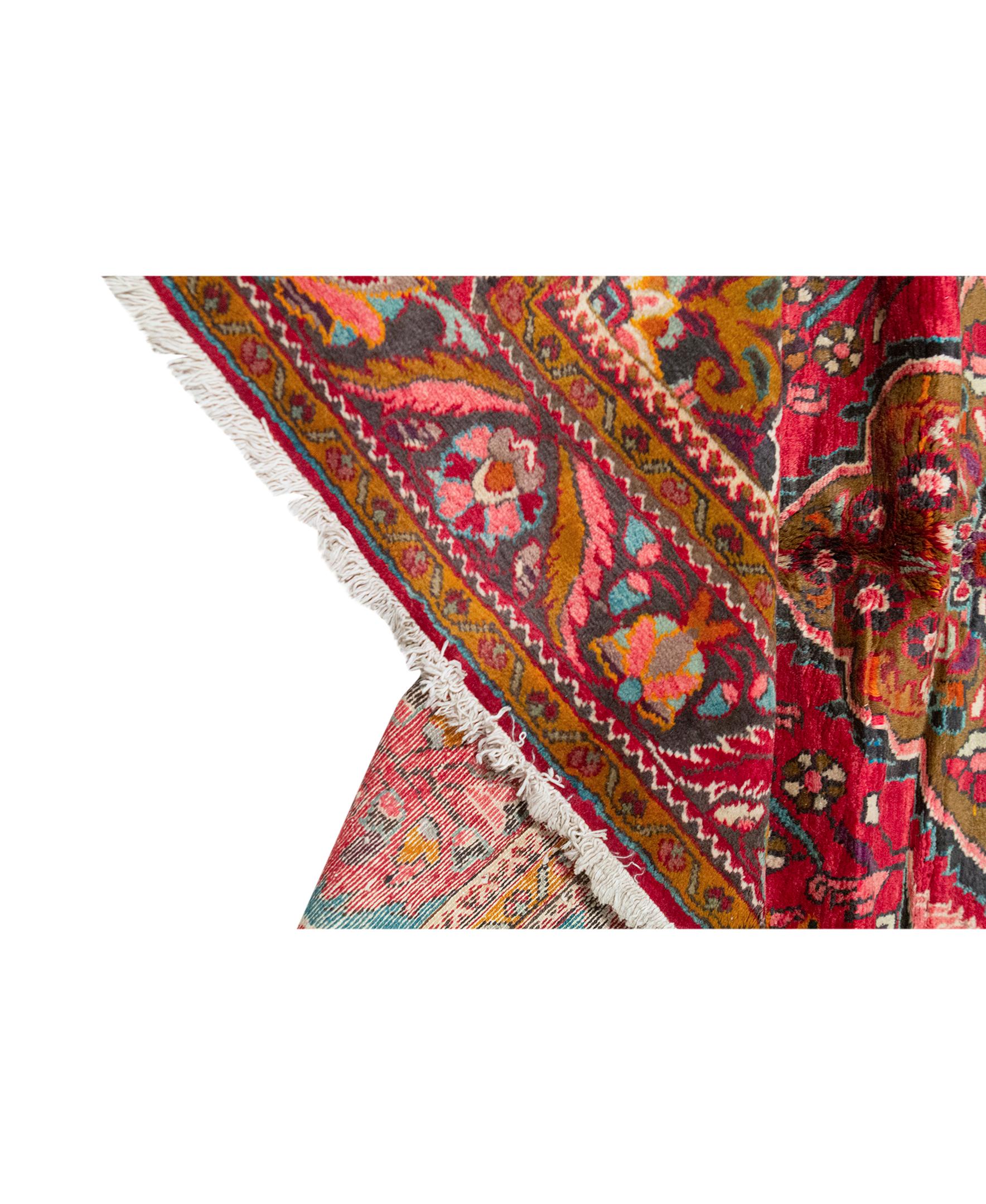 Hand-Woven Antique Persian fine Traditional Handwoven Luxury Wool Red / Black Rug For Sale