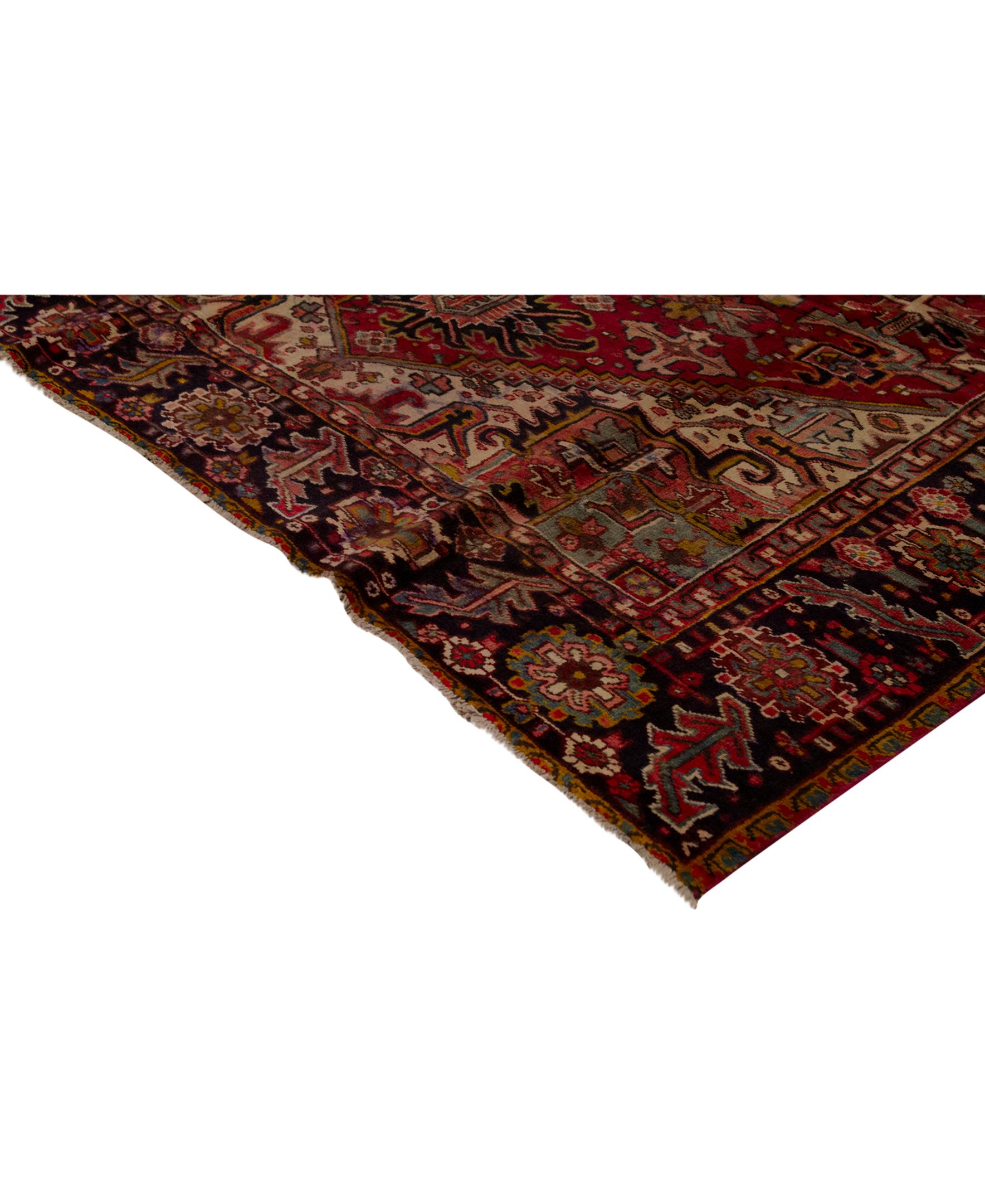 Hand-Woven Antique Persian fine Traditional Handwoven Luxury Red / Navy Rug For Sale
