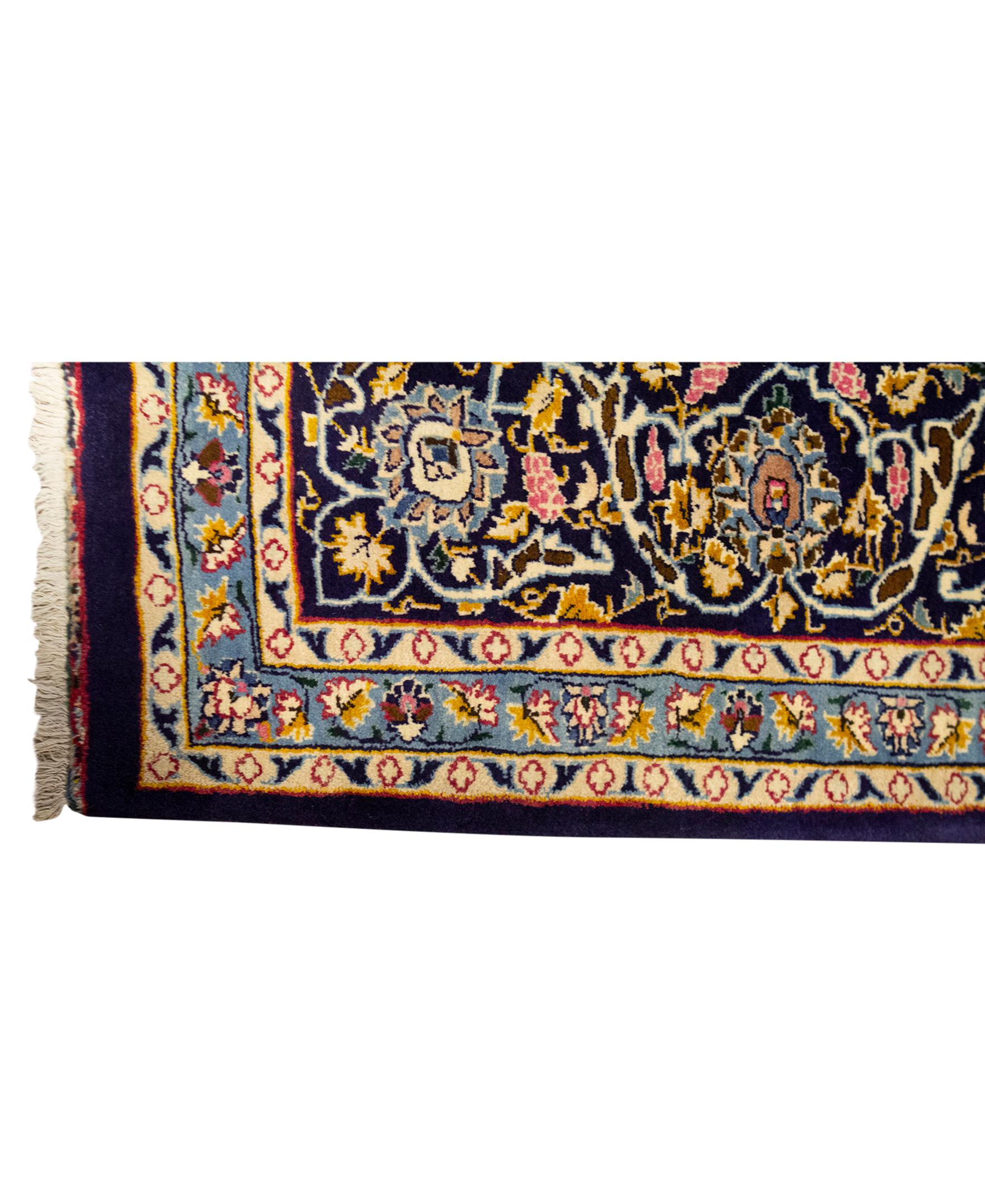Hand-Woven   Antique Persian fine Traditional Handwoven Luxury Wool Navy Rug For Sale