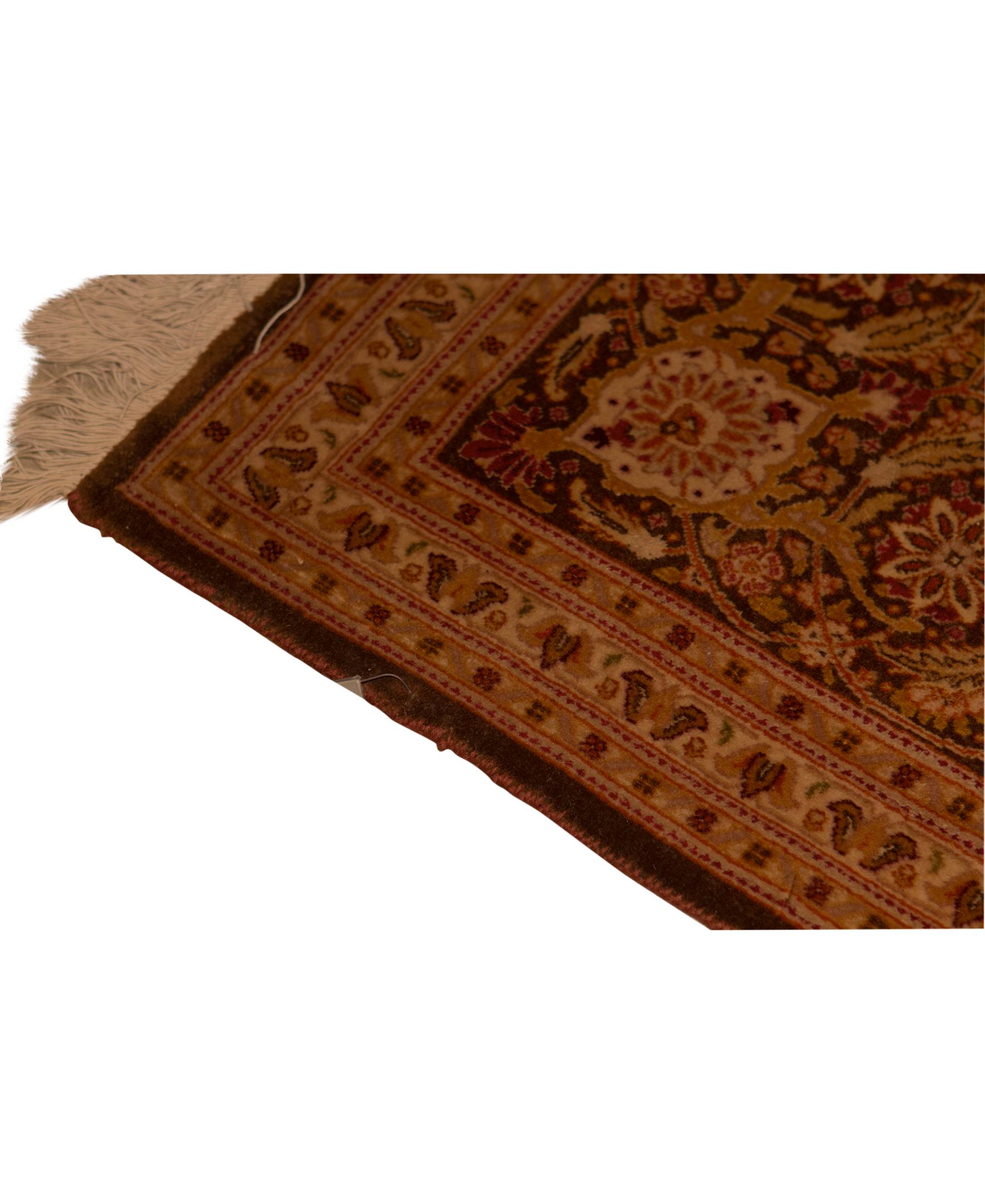 Hand-Woven   Antique Persian Fine Traditional Handwoven Luxury Wool Brown Rug For Sale