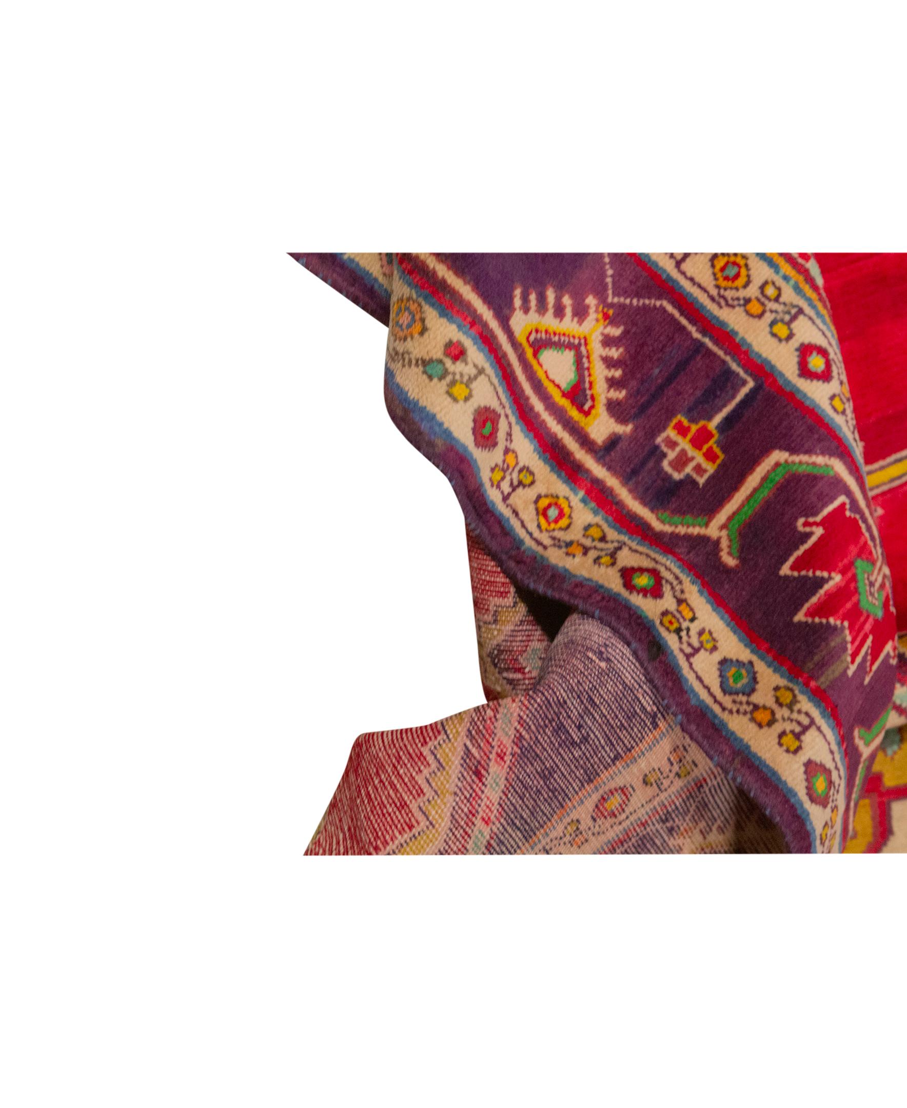 Perse Ancien tapis persan traditionnel tissé à la main de luxe en laine rouge/bleu marine en vente