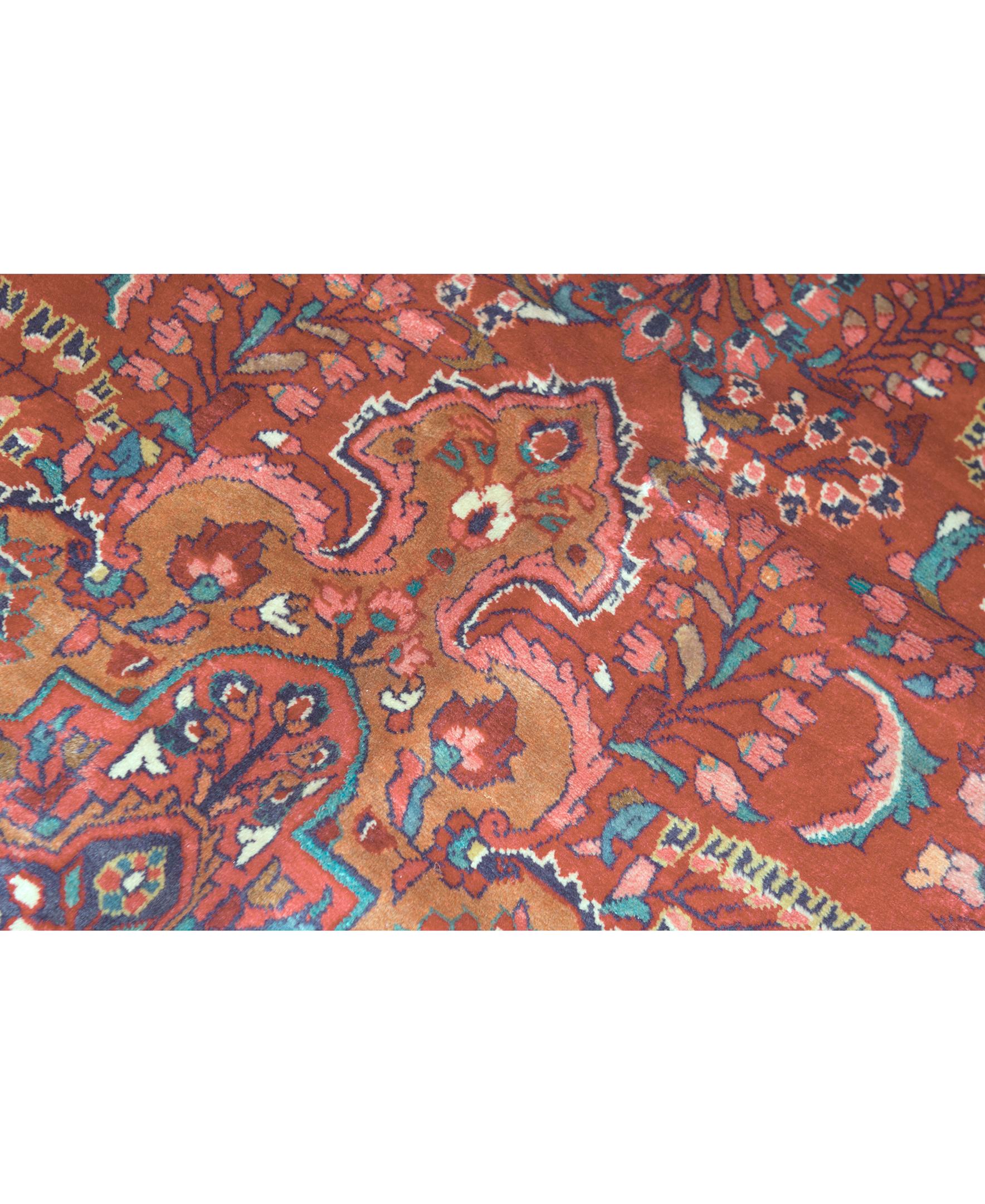 Hand-Woven   Antique Persian Fine Traditional Handwoven Luxury Wool Red / Blue Rug For Sale
