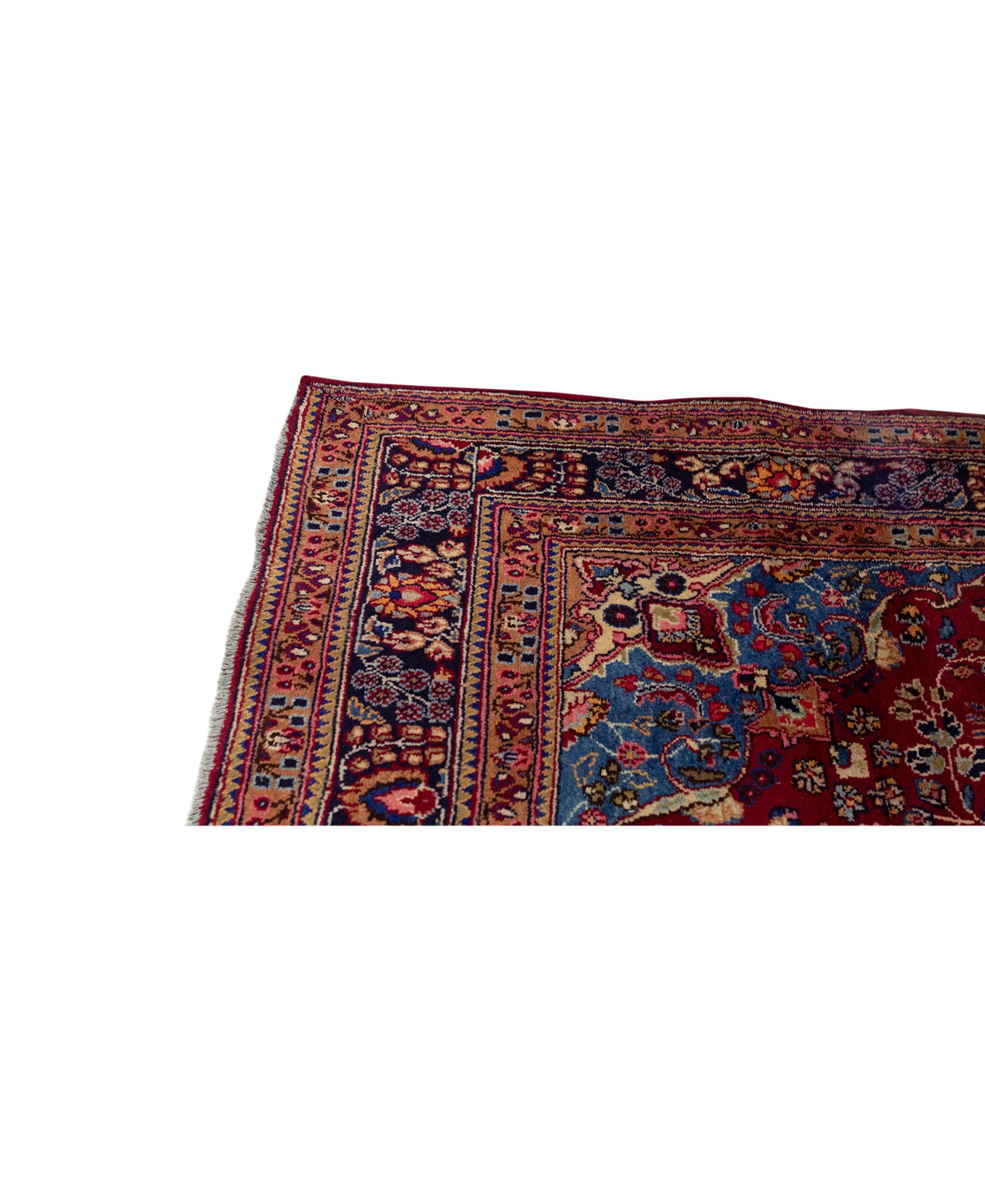 Hand-Woven   Antique Persian Fine Traditional Handwoven Luxury Wool Red Rug