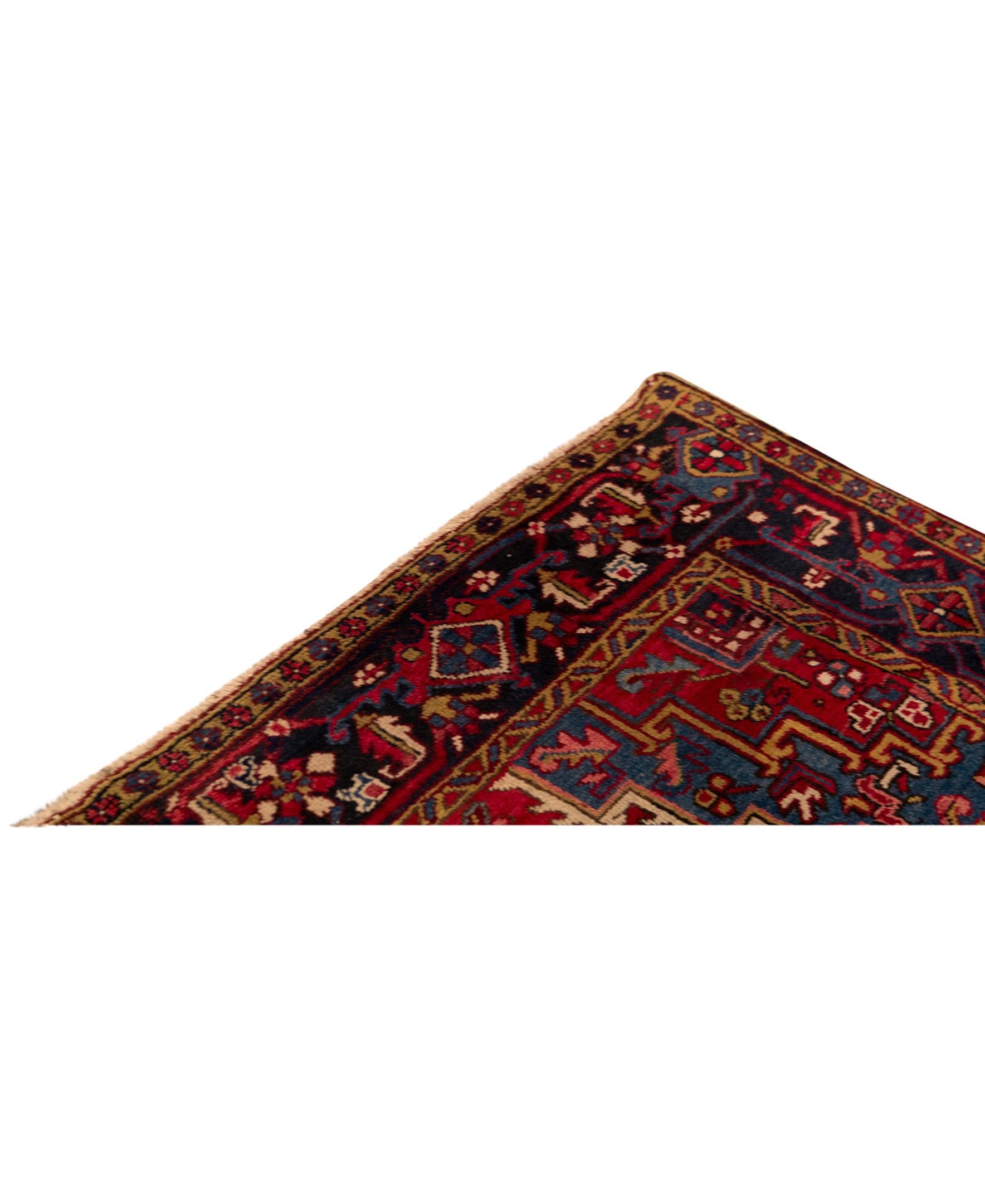 Hand-Woven   Antique Persian Fine Traditional Handwoven Luxury Wool Red / Navy Rug For Sale