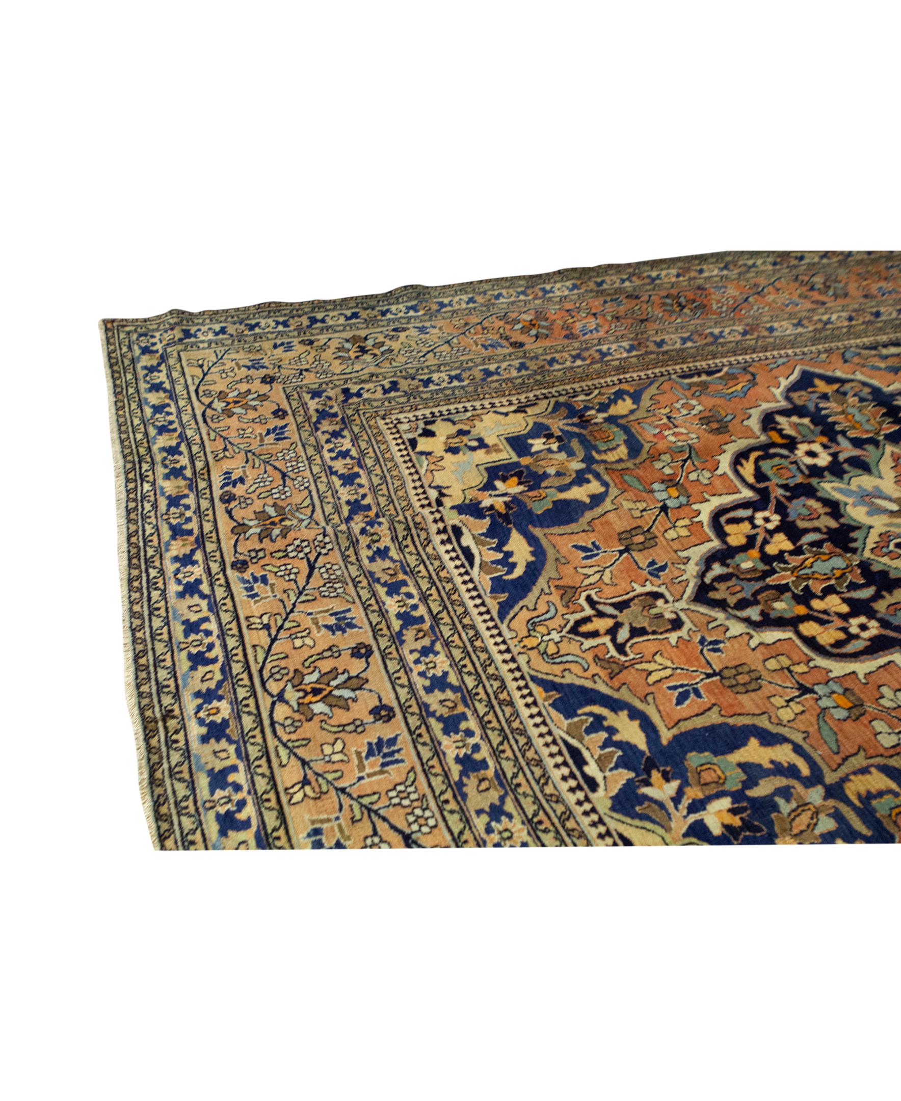 Hand-Woven   Antique Persian Fine Traditional Handwoven Luxury Wool Rust Rug For Sale