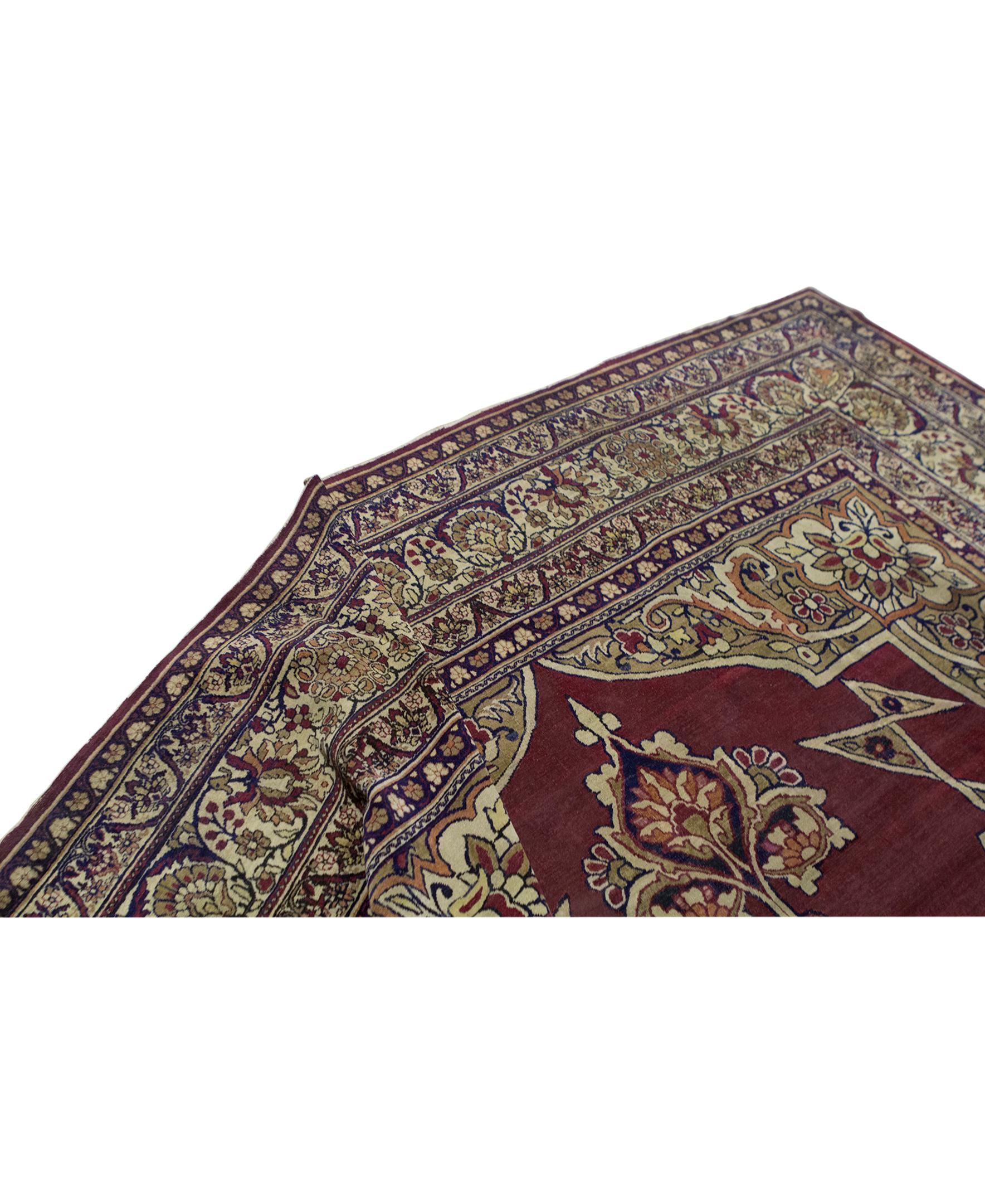 Hand-Woven   Antique Persian Fine Traditional Handwoven Luxury Wool Rust Rug For Sale