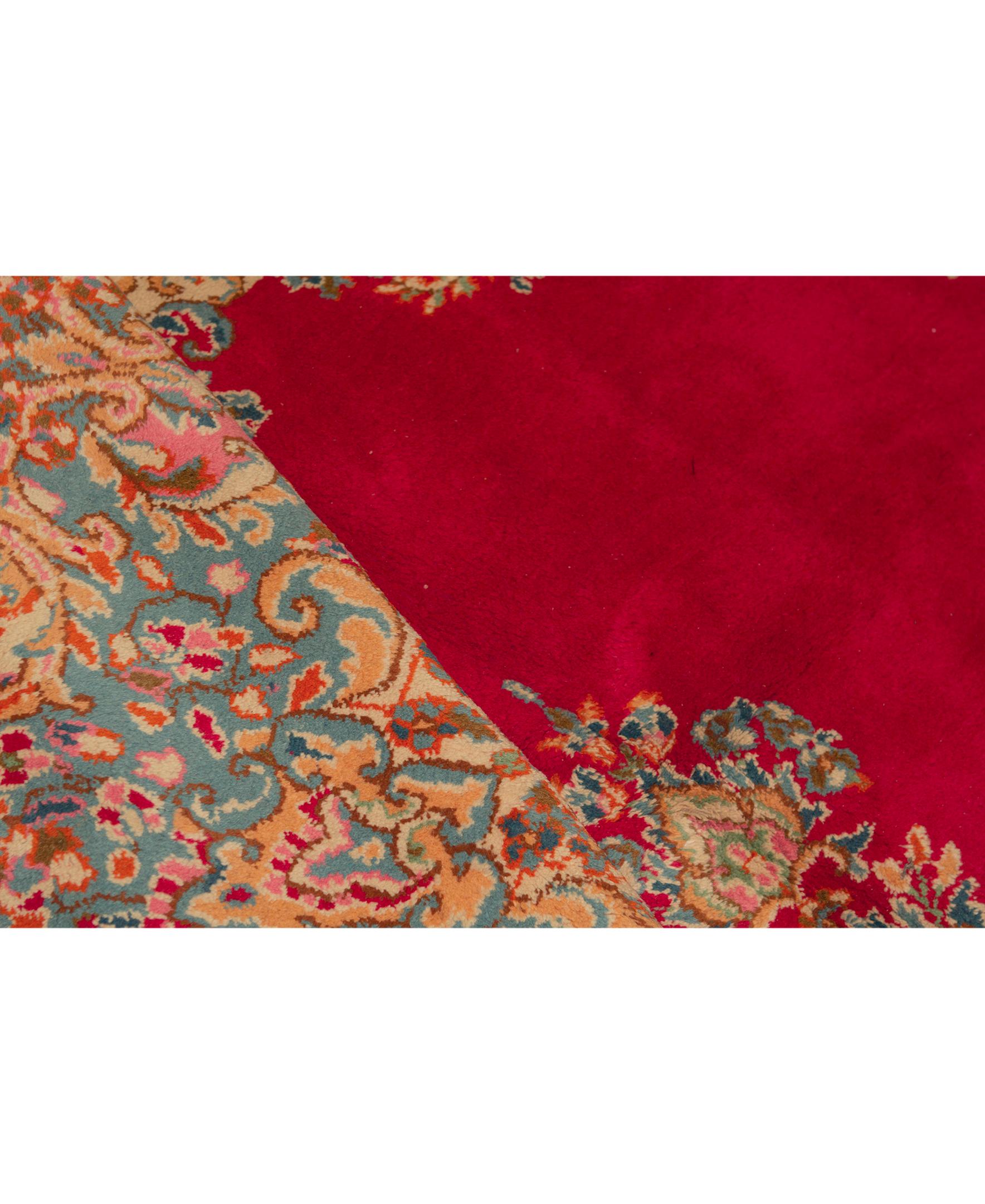 Hand-Woven Antique Persian Fine Traditional Handwoven Luxury Wool Red / Blue Rug For Sale