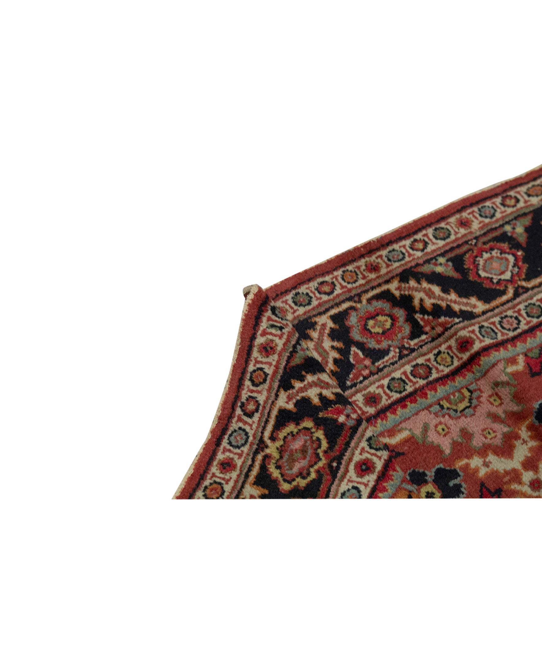 Hand-Woven Antique Persian Fine Traditional Handwoven Luxury Wool Red / Black Rug For Sale