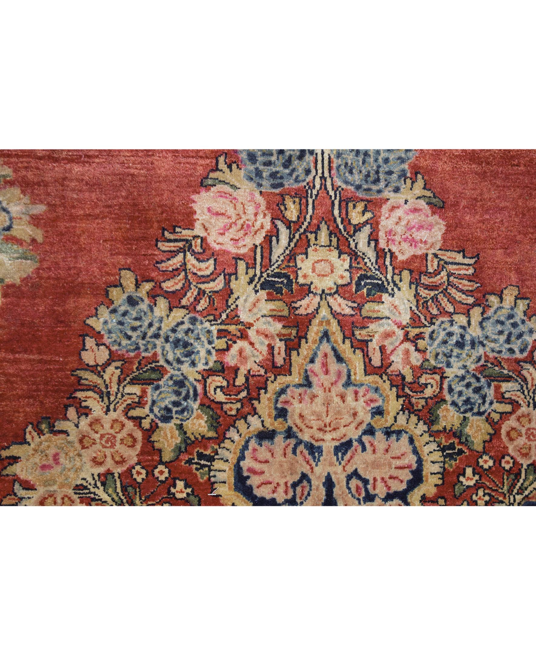 Hand-Woven Antique Persian Fine Traditional Handwoven Luxury Wool Red / Navy Rug For Sale