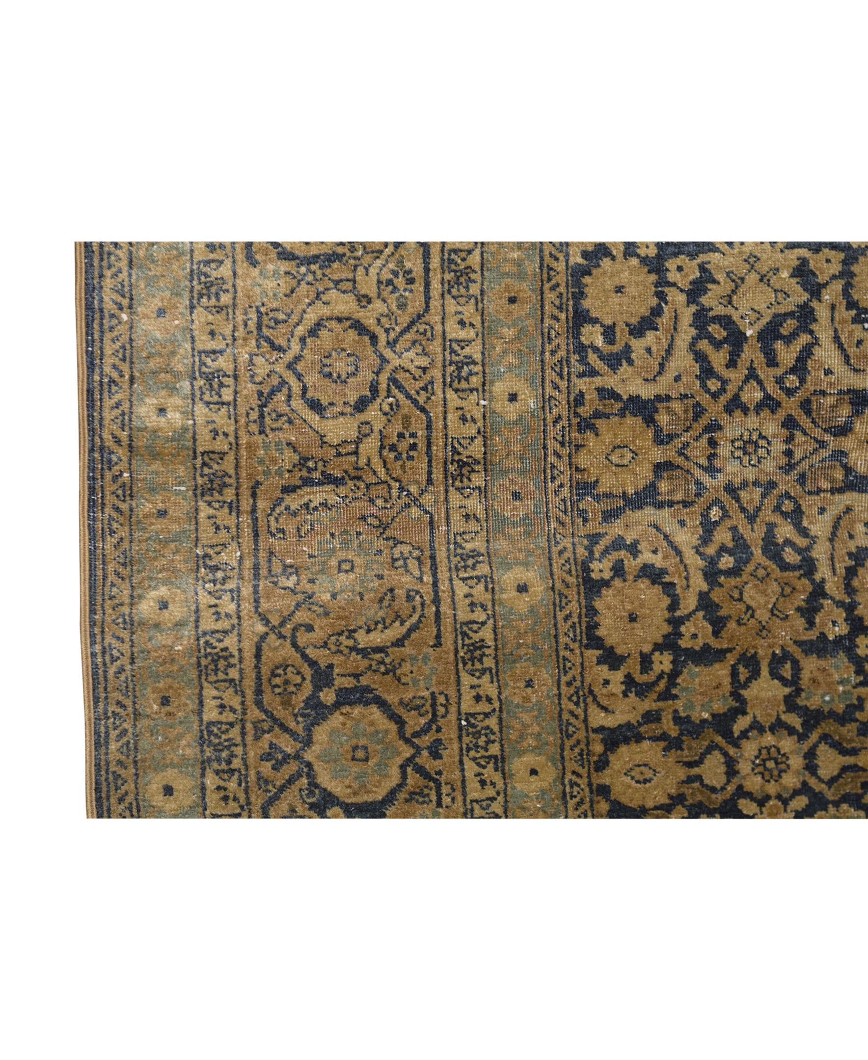 Hand-Woven Antique Persian Fine Traditional Handwoven Luxury Wool Navy / Rust Rug For Sale
