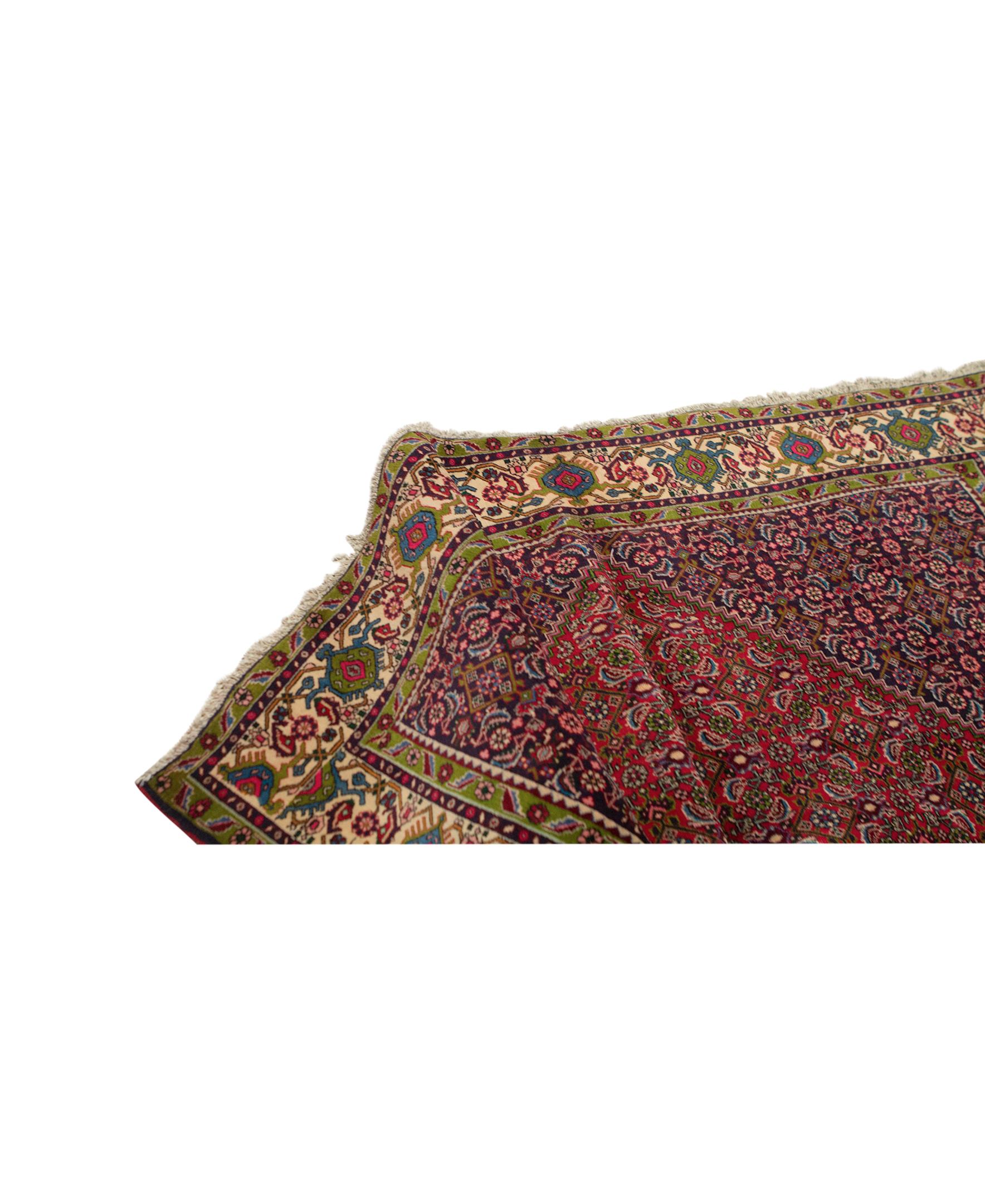 Hand-Woven Antique Persian Fine Traditional Handwoven Luxury Wool Red / Ivory Rug For Sale