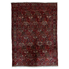 Antique Persian fine Traditional Handwoven Luxury Wool Rust / Navy Rug