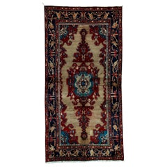  Antique Persian fine Traditional Handwoven Luxury Wool Beige / Navy Rug