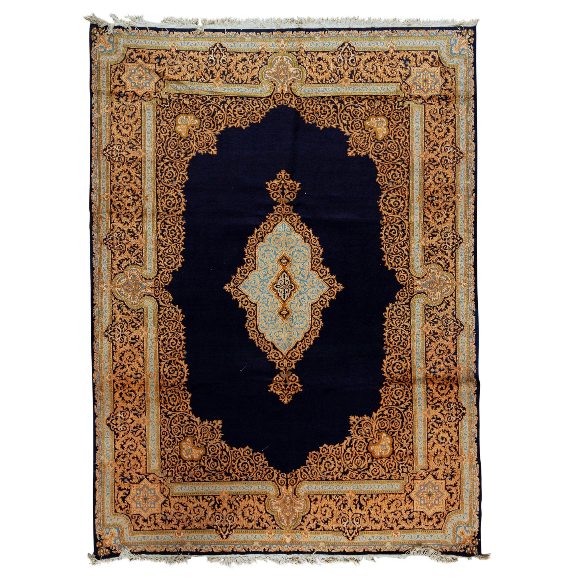  Antique Persian fine Traditional Handwoven Luxury Wool Navy Rug