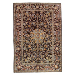  Antique Persian fine Traditional Handwoven Luxury Wool Navy Rug