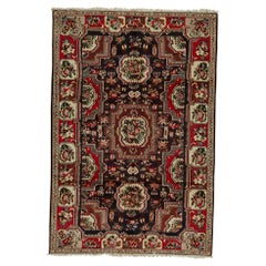  Vintage Persian fine Traditional Handwoven Luxury Wool Black / Red Rug