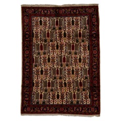  Vintage Persian fine Traditional Handwoven Luxury Wool Ivory Rug