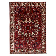  Vintage Persian fine Traditional Handwoven Luxury Wool Red / Ivory Rug