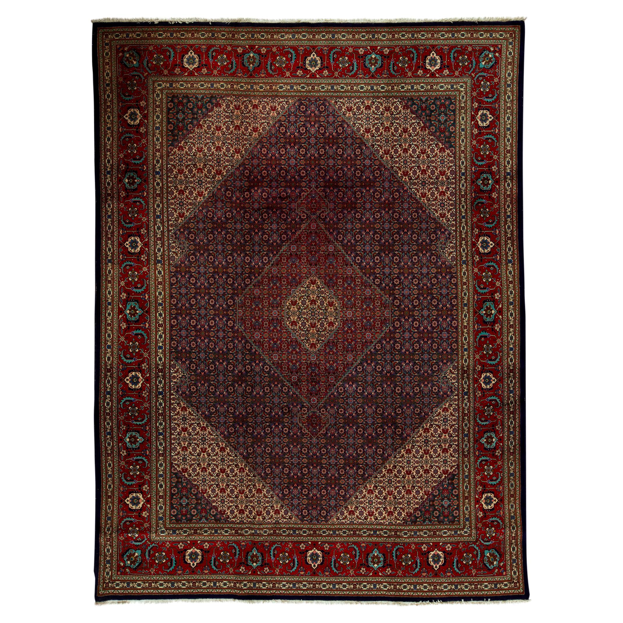 Antique Persian fine Traditional Handwoven Luxury Wool Red / Navy Rug