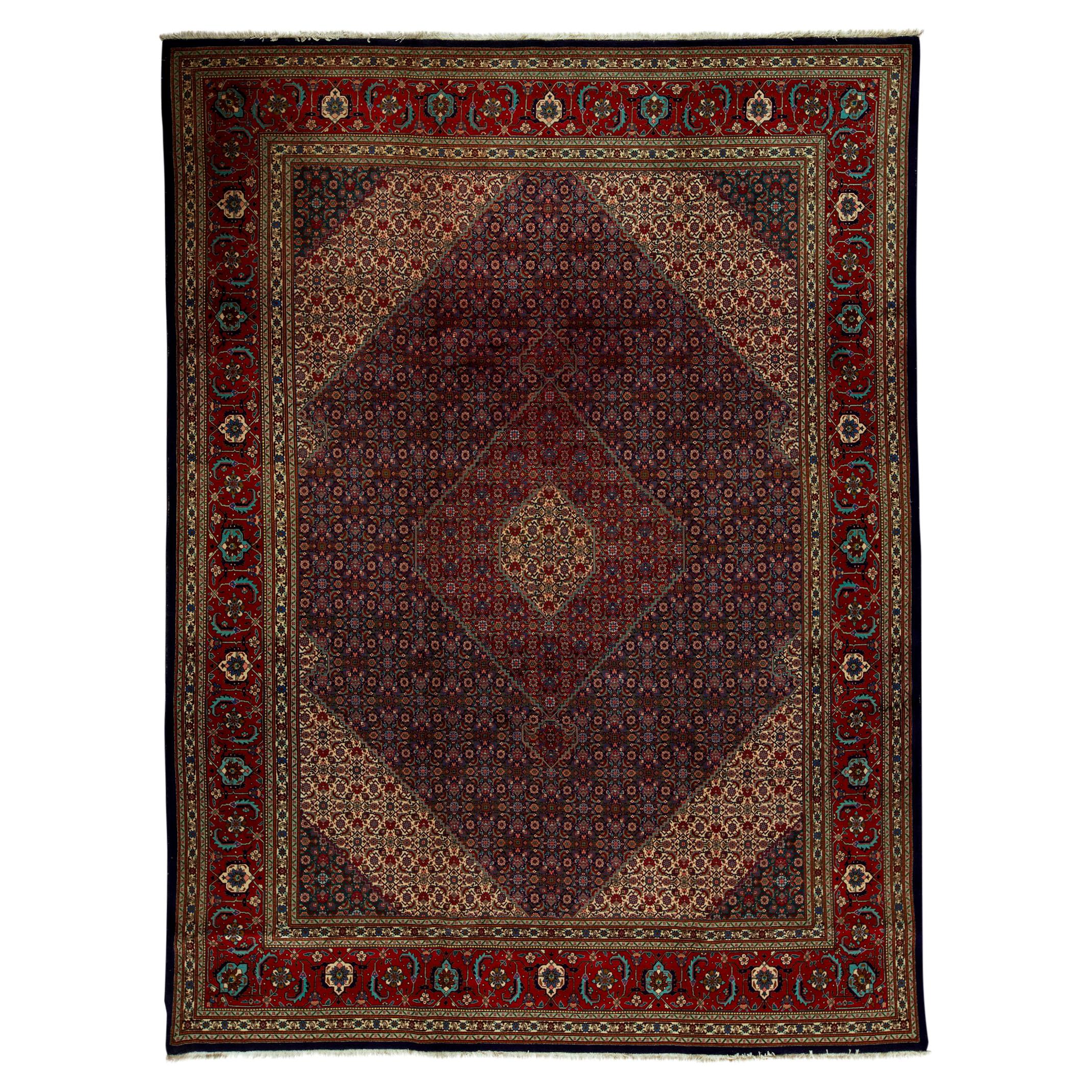  Antique Persian fine Traditional Handwoven Luxury Wool Red / Navy Rug