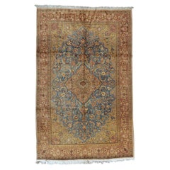  Vintage Persian fine Traditional Handwoven Luxury Wool Blue / Gold Rug