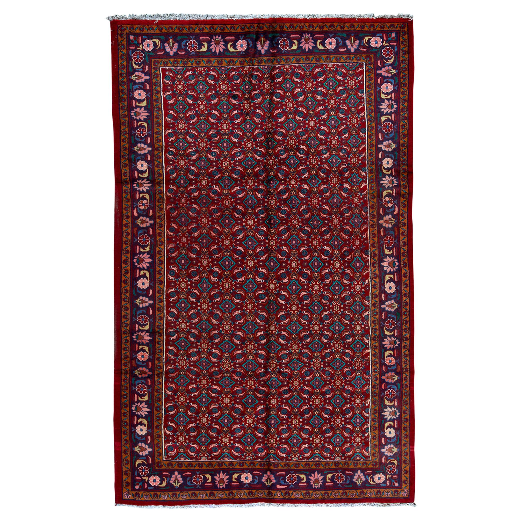  Antique Persian fine Traditional Handwoven Luxury Wool Red / Blue Rug