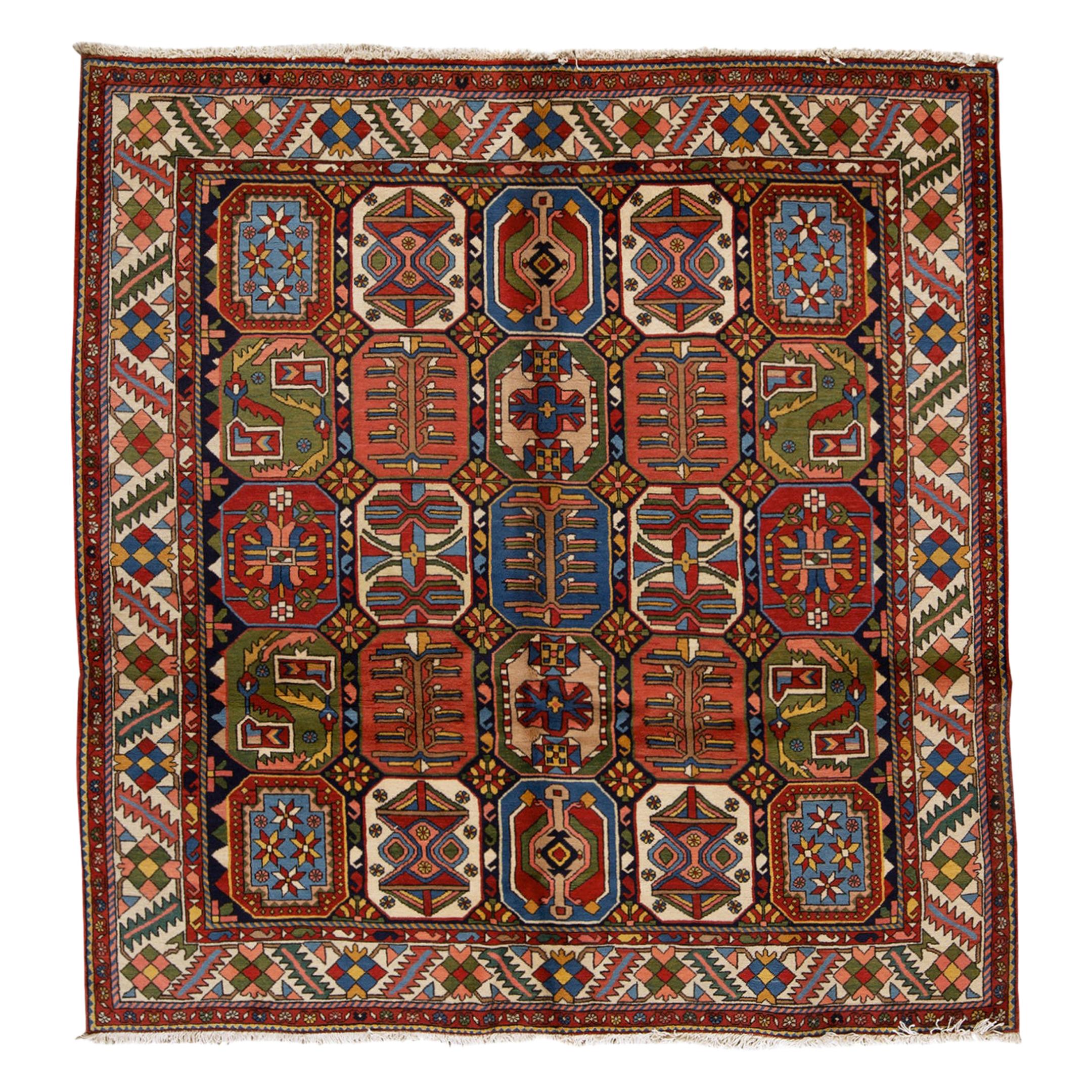  Antiker persischer feiner traditioneller handgewebter luxuriöser Wollteppich Multi