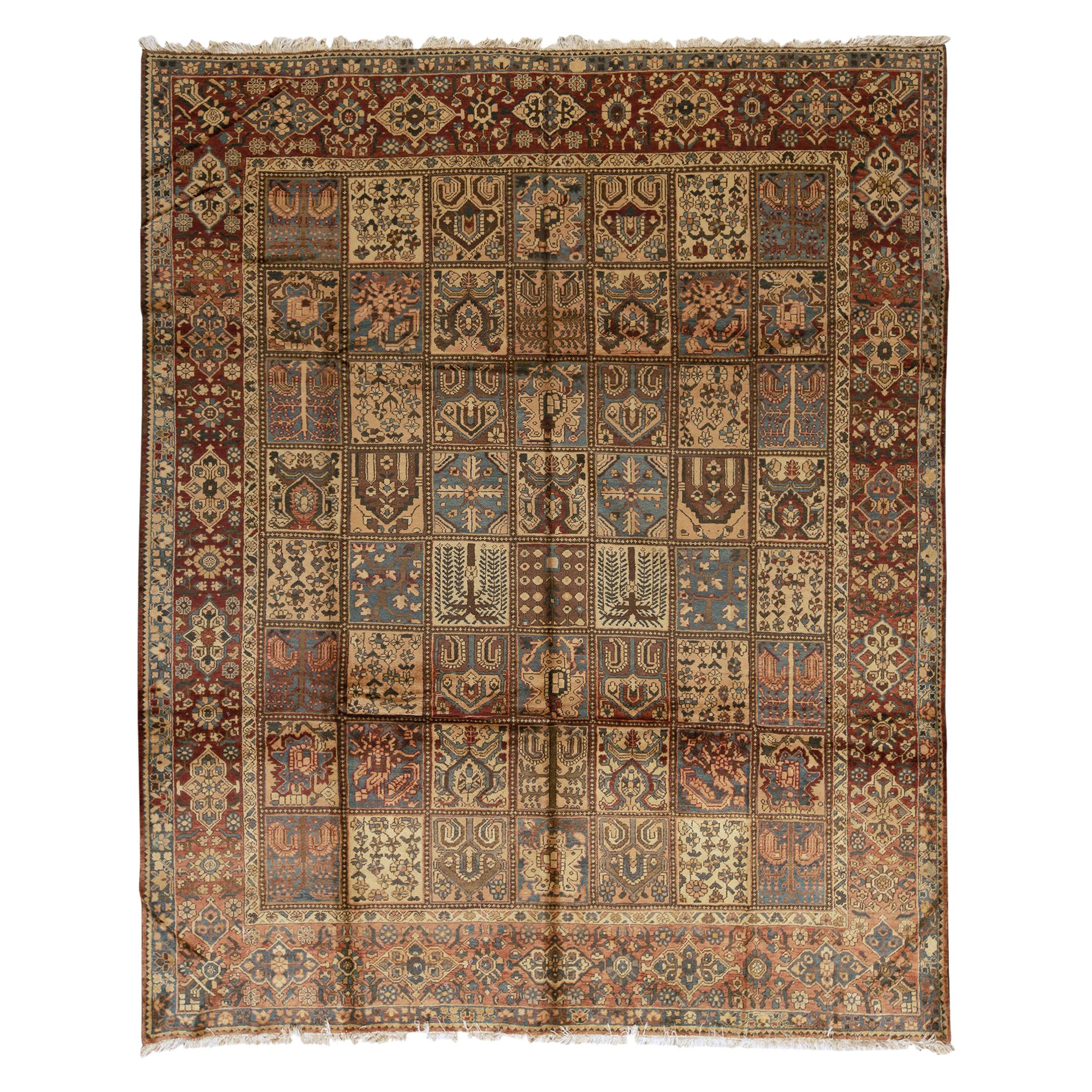  Antique Persian fine Traditional Handwoven Luxury Wool Multi Rug For Sale