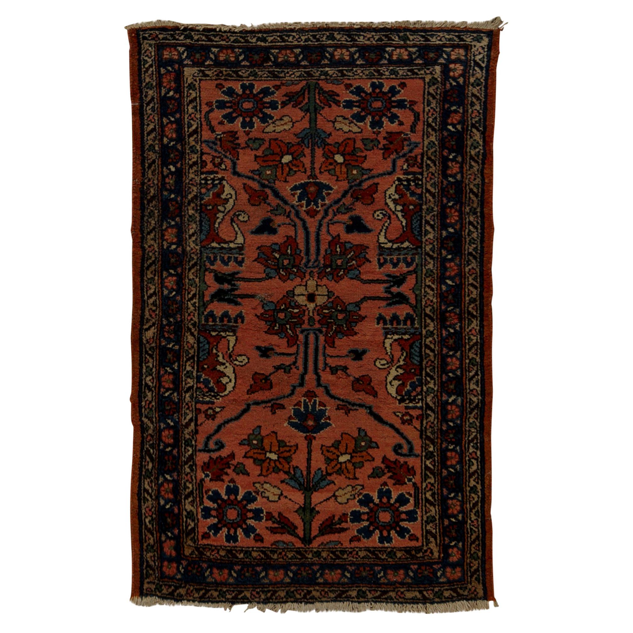  Antique Persian fine Traditional Handwoven Luxury Wool Multi Rug For Sale