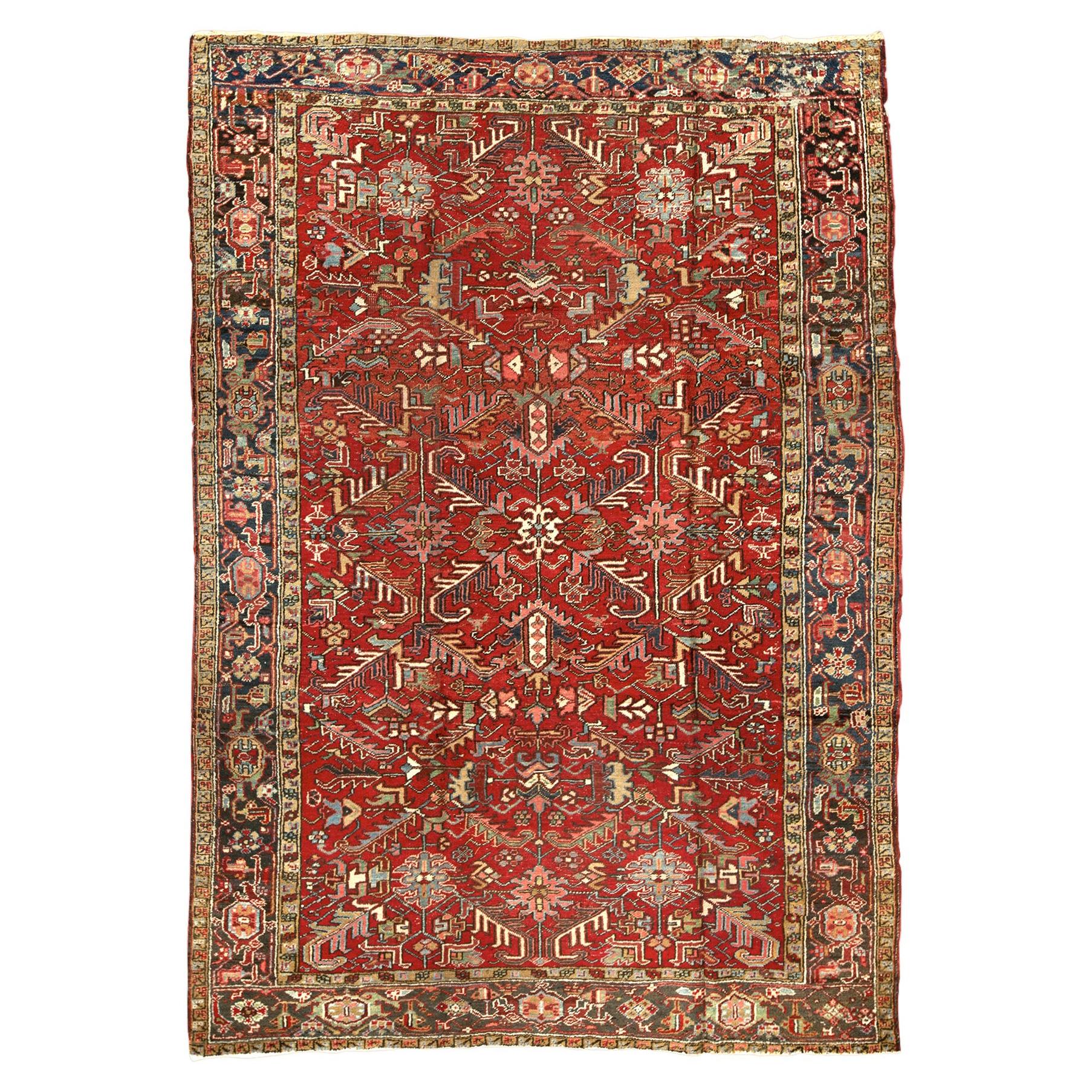  Antique Persian fine Traditional Handwoven Luxury Wool Red / Black Rug For Sale