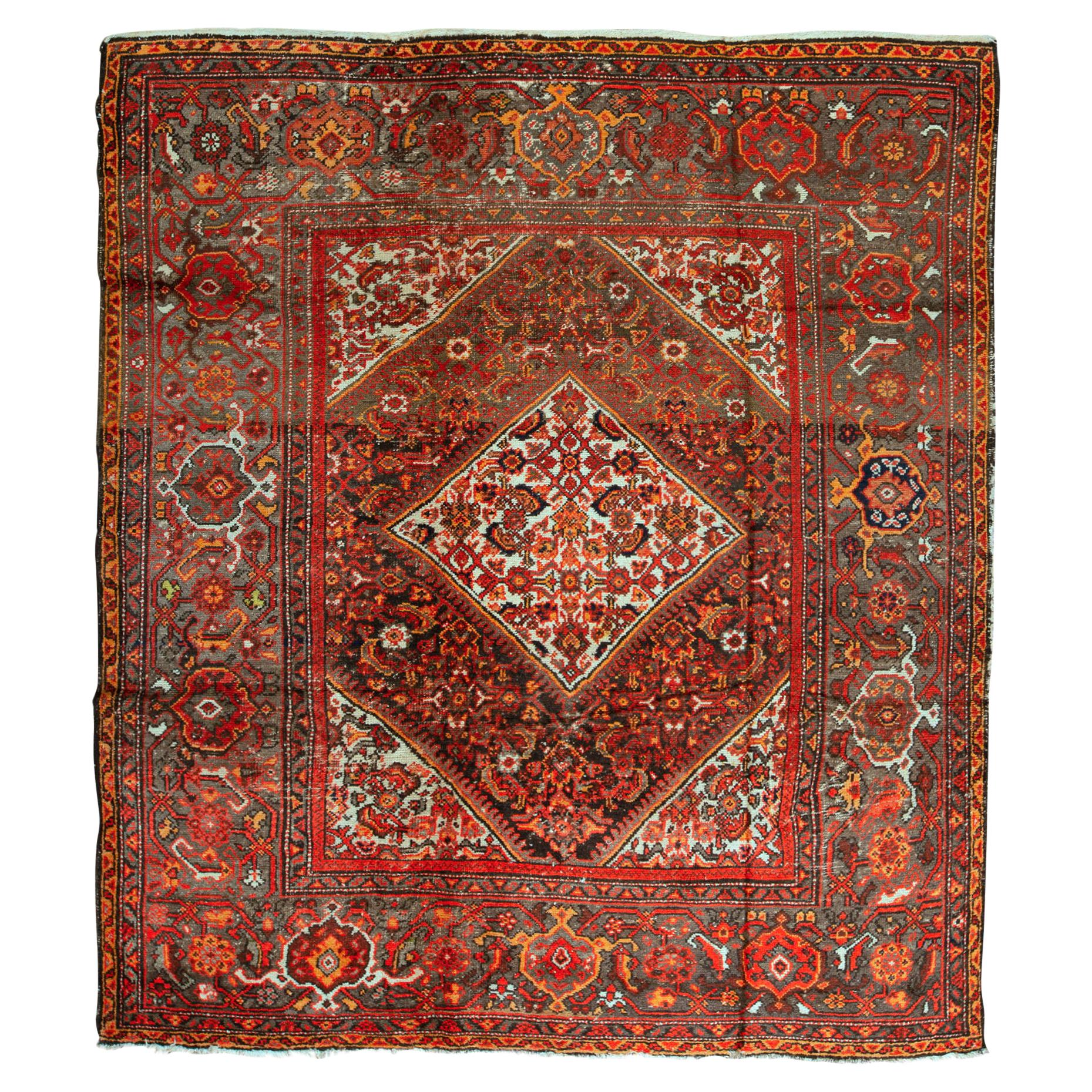 Antique Persian fine Traditional Handwoven Luxury Wool Multi Rug For Sale
