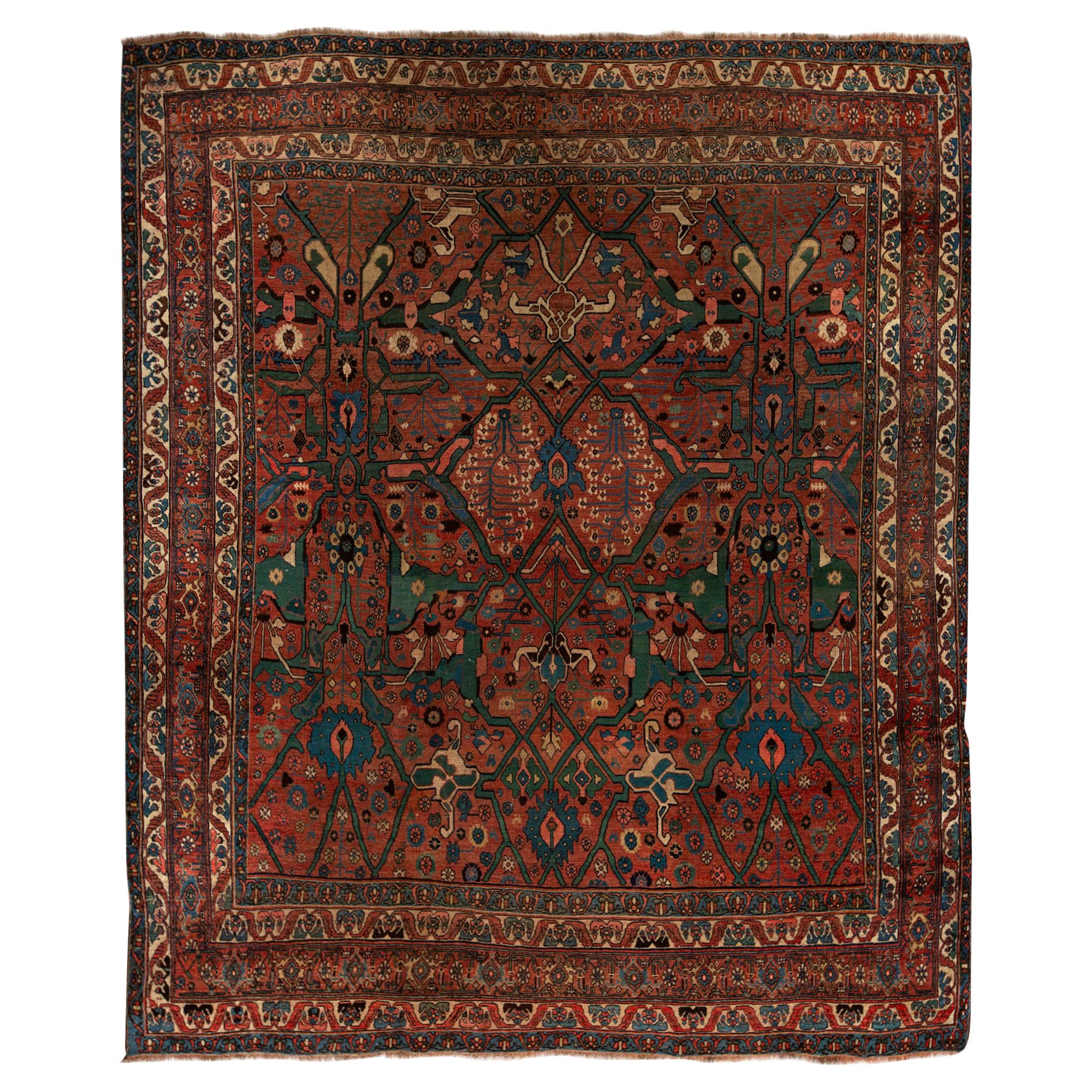 Antique Persian fine Traditional Handwoven Luxury Wool Multi Rug