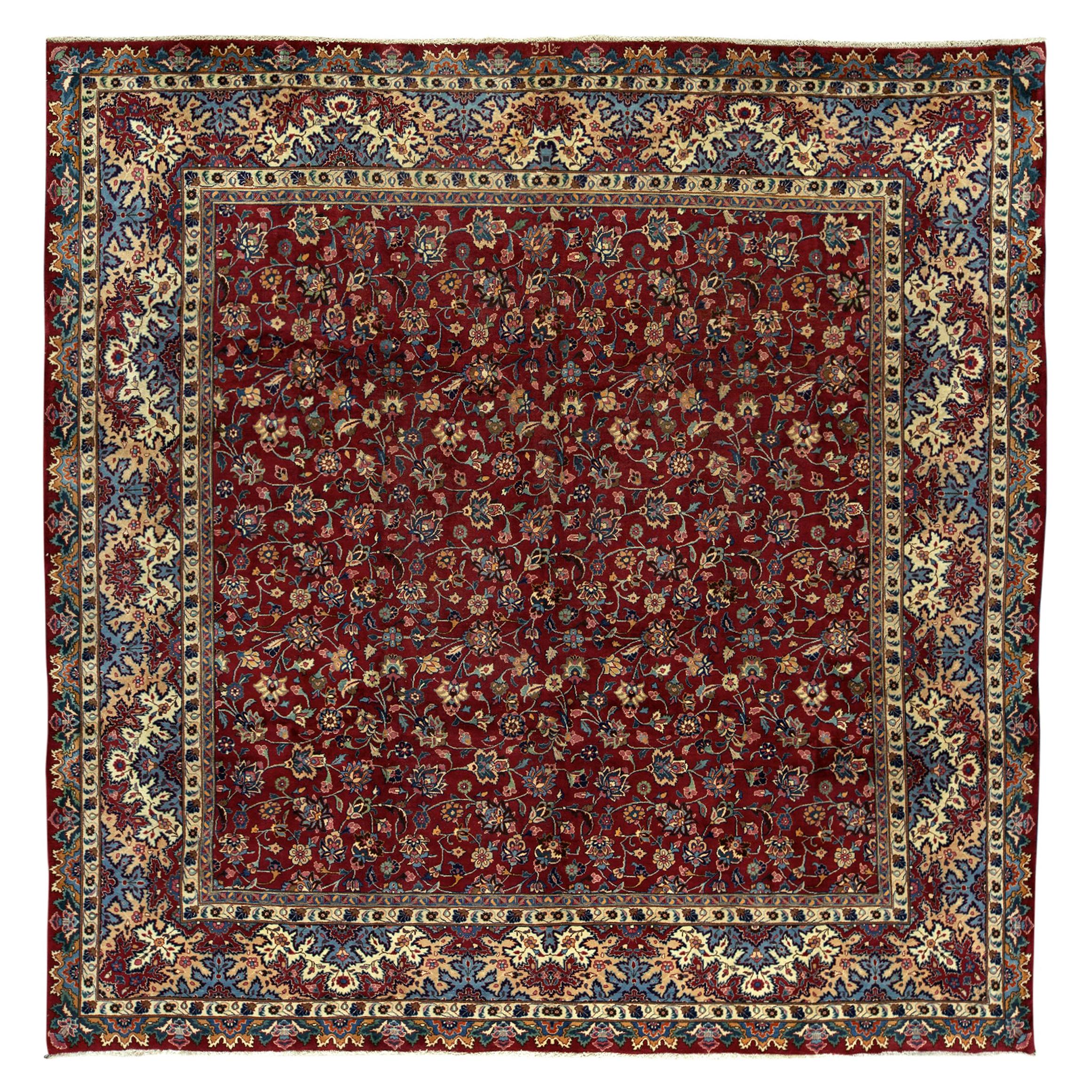 Antique Persian fine Traditional Handwoven Luxury Wool Red / Blue Rug For Sale