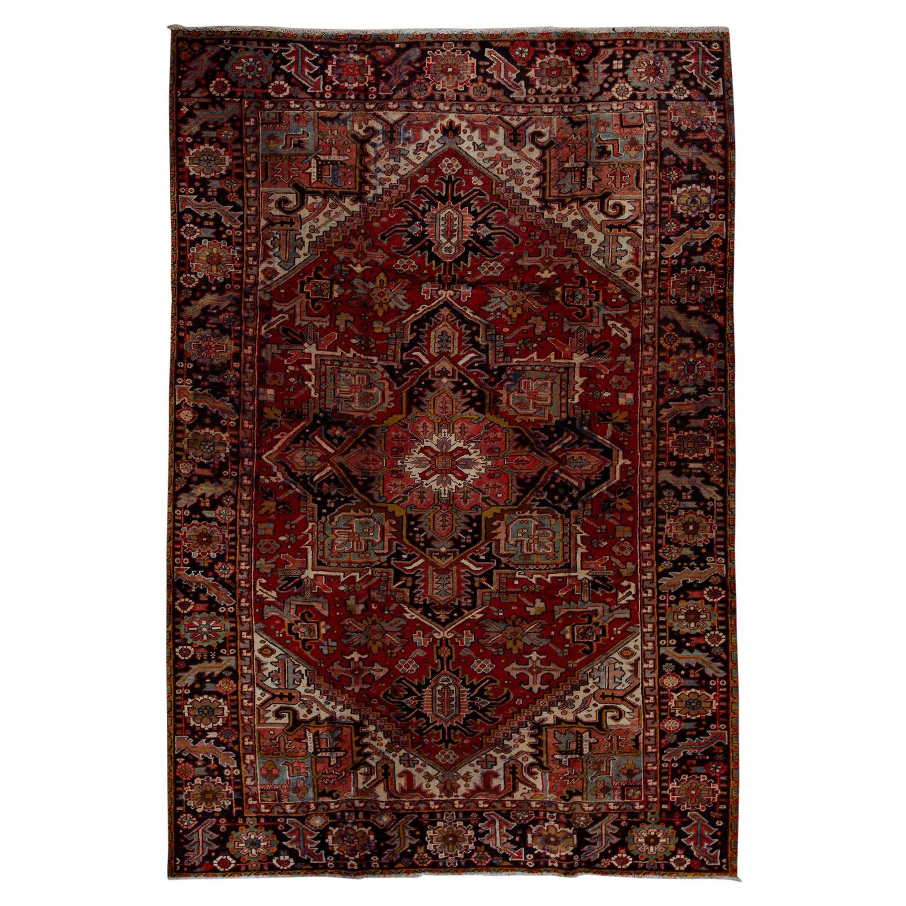 Antique Persian fine Traditional Handwoven Luxury Red / Navy Rug For Sale