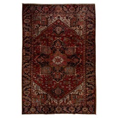 Vintage Persian fine Traditional Handwoven Luxury Red / Navy Rug